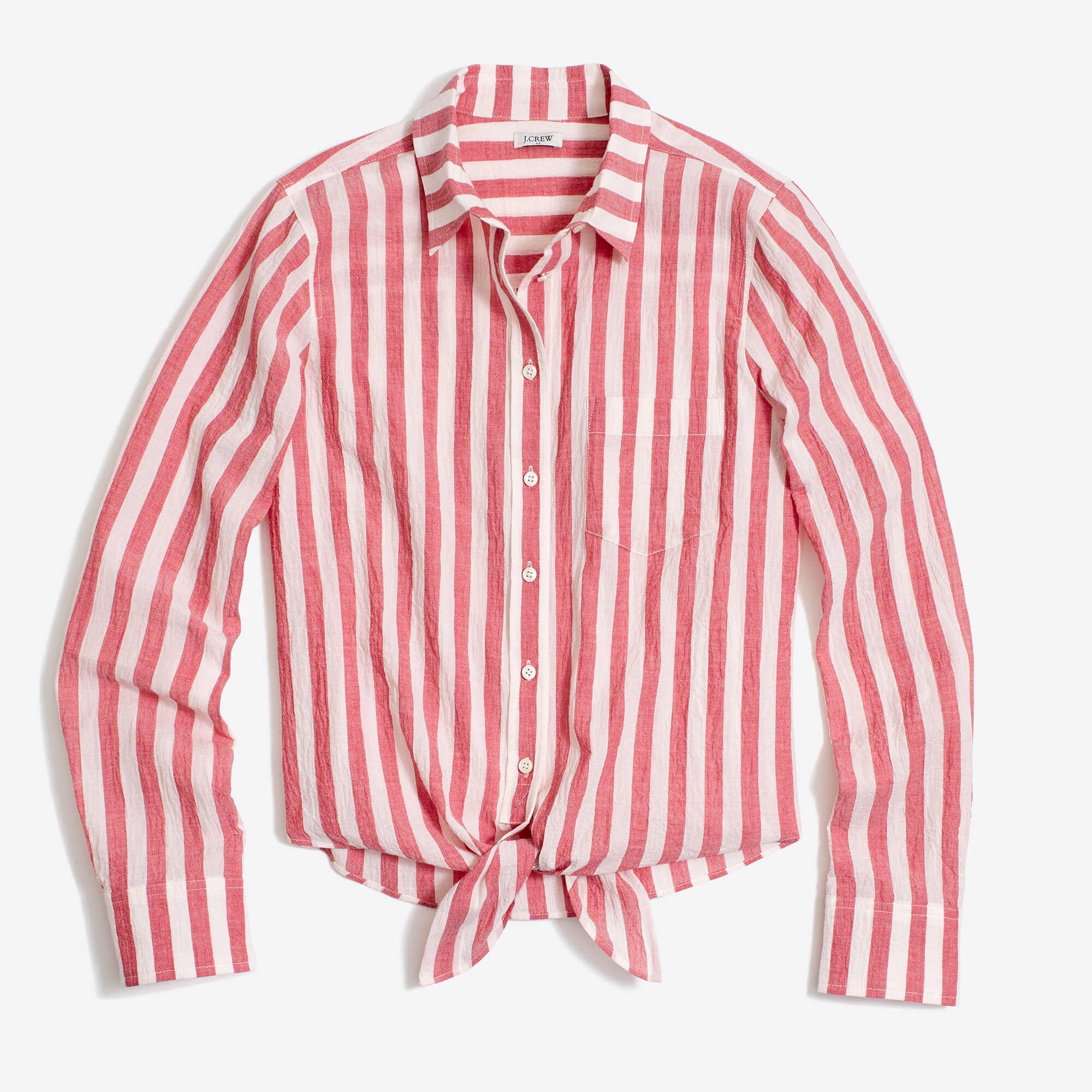 Striped tie-waist shirt