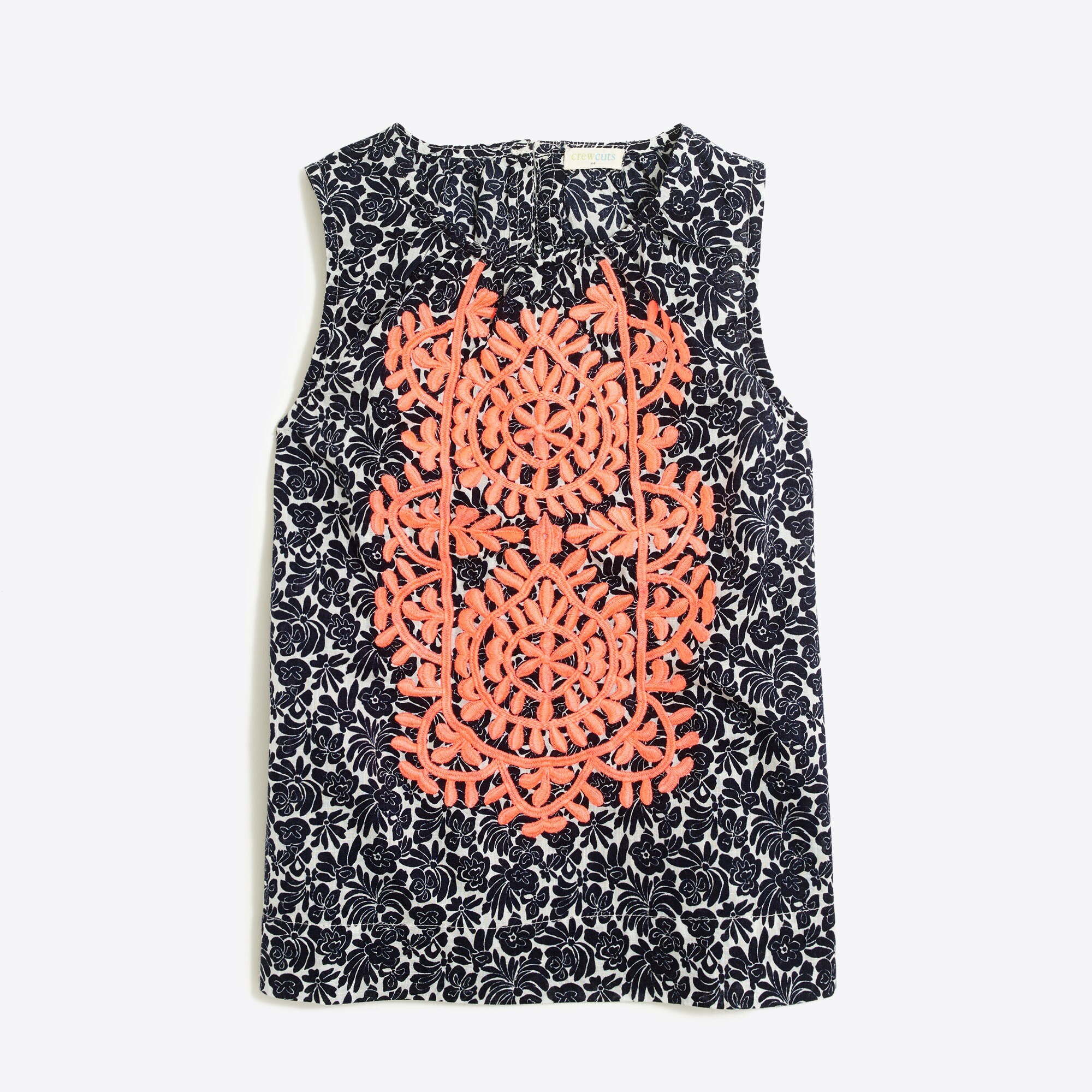 Girls' printed embroidered top