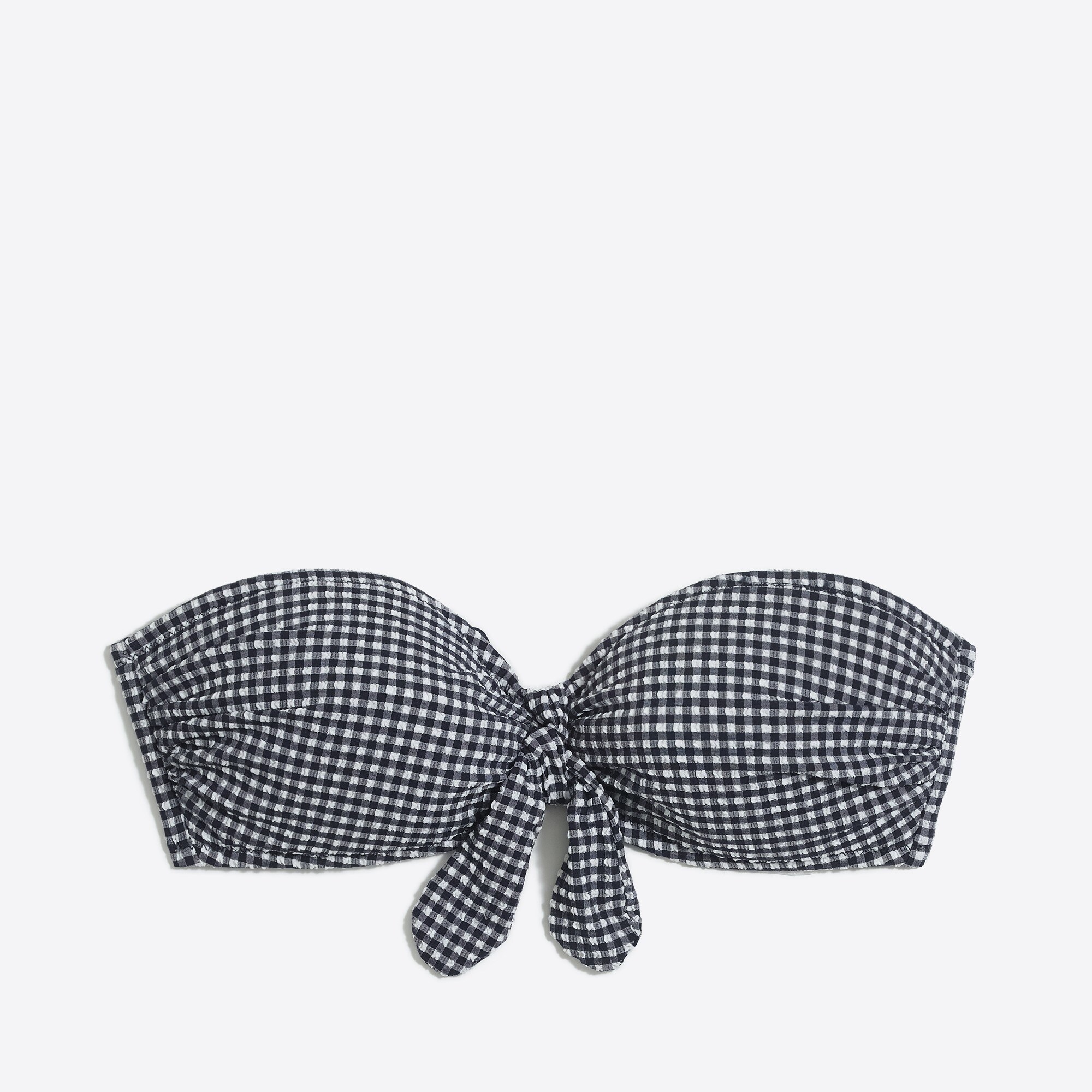gingham bow-front bandeau bikini top for women
