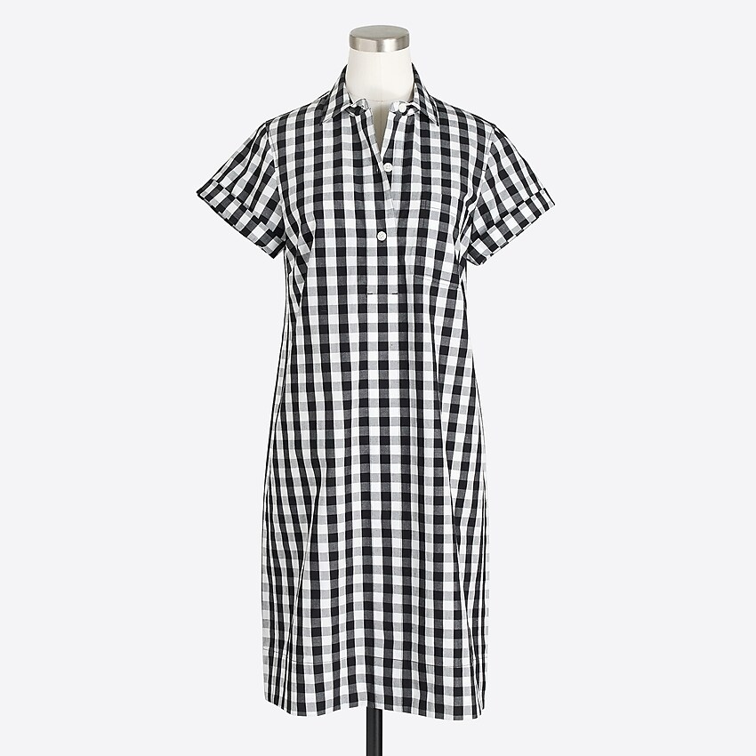factory: gingham shirtdress for women, right side, view zoomed