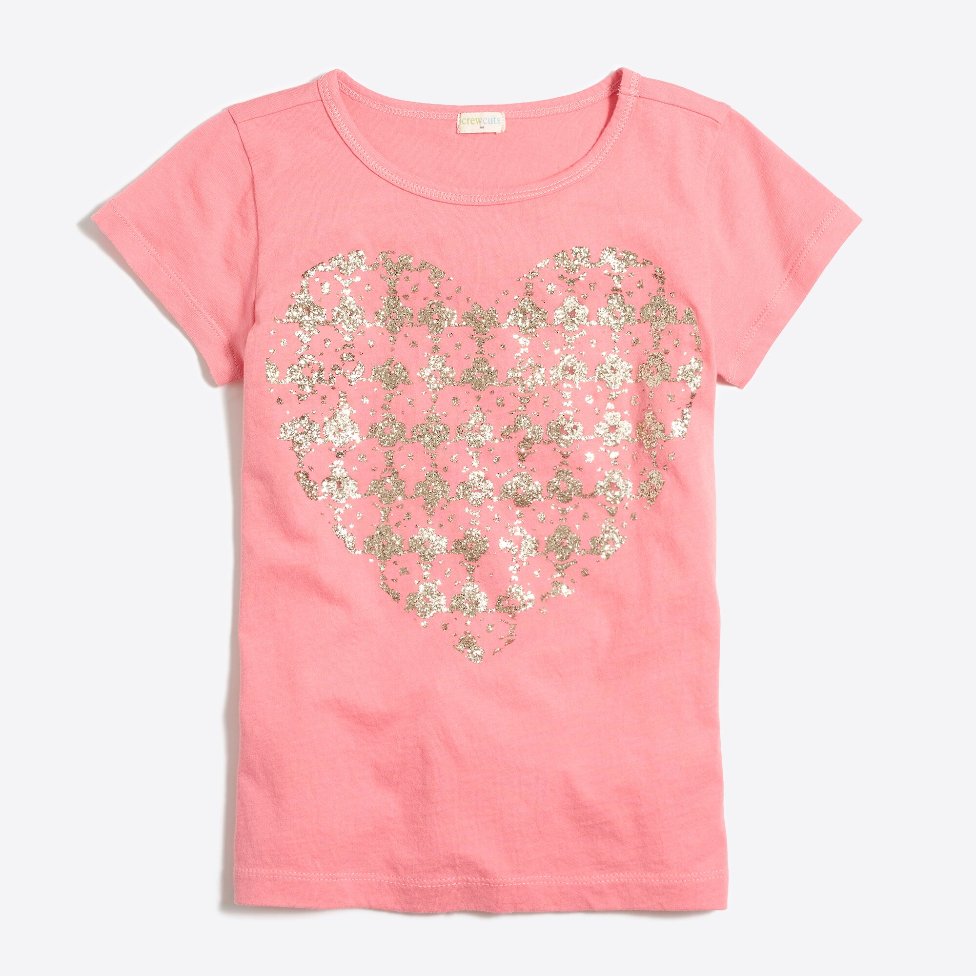 Girls' glitter heart graphic tee