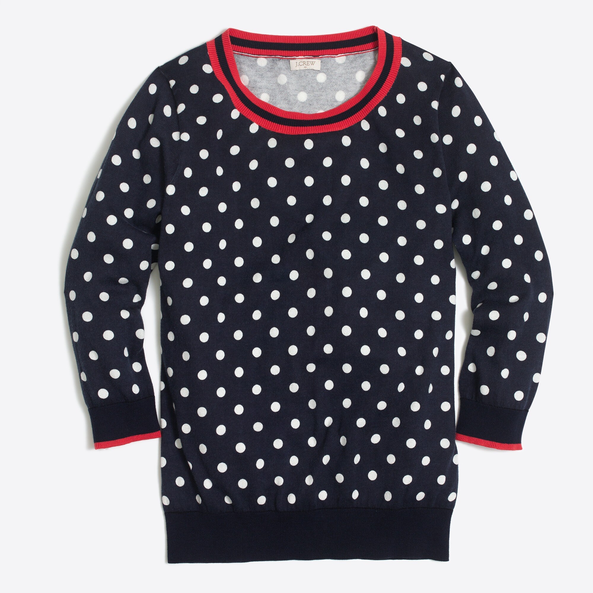 Tipped polka-dot three-quarter-sleeve sweater