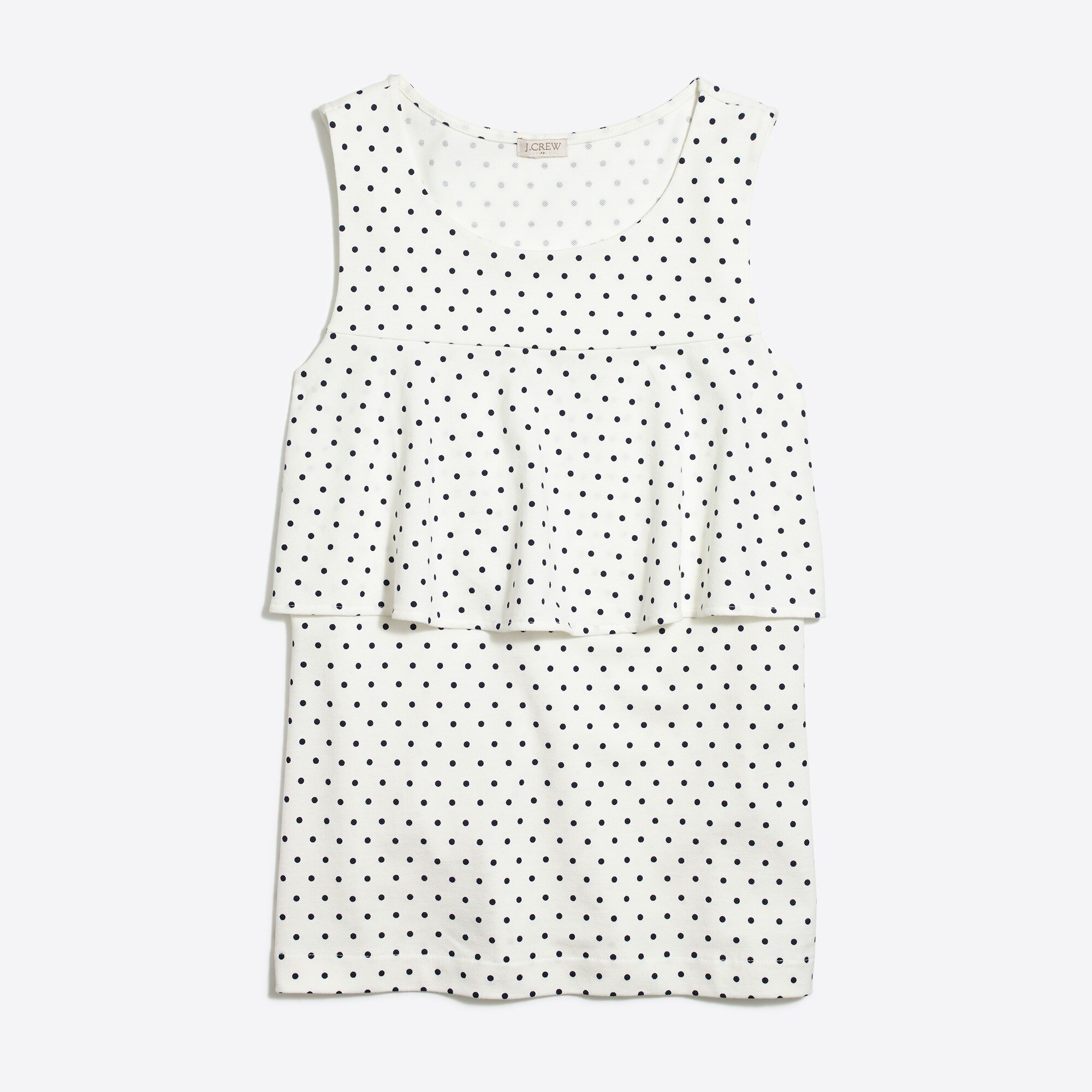 Dotted ruffle piqué tank top