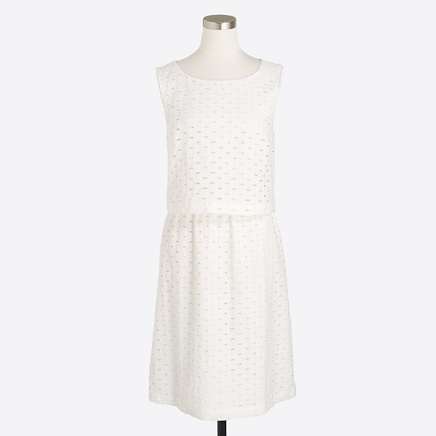 factory: eyelet waisted dress for women, right side, view zoomed