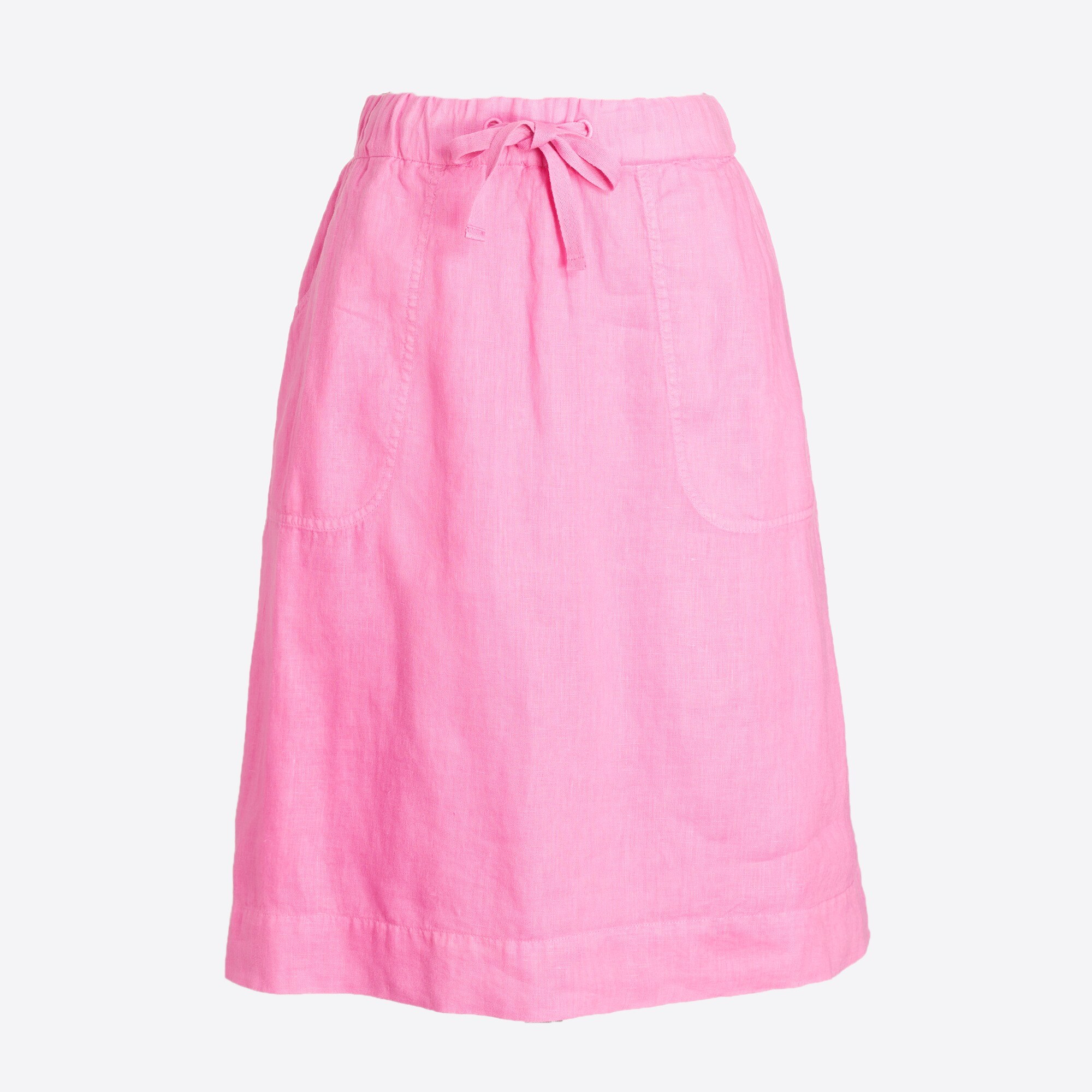 Tie-front garment-dyed linen skirt