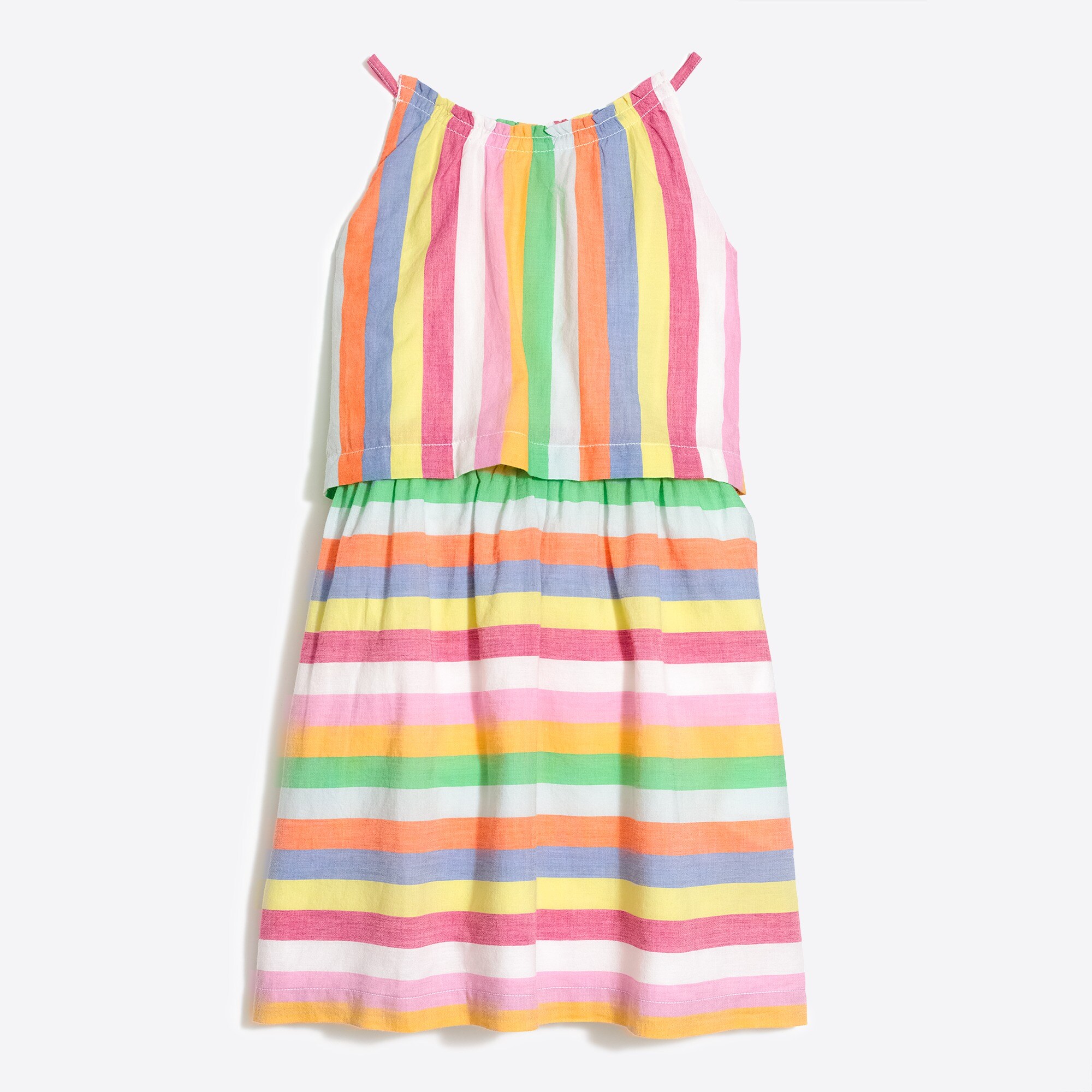 Girls' two-tier candy stripe dress