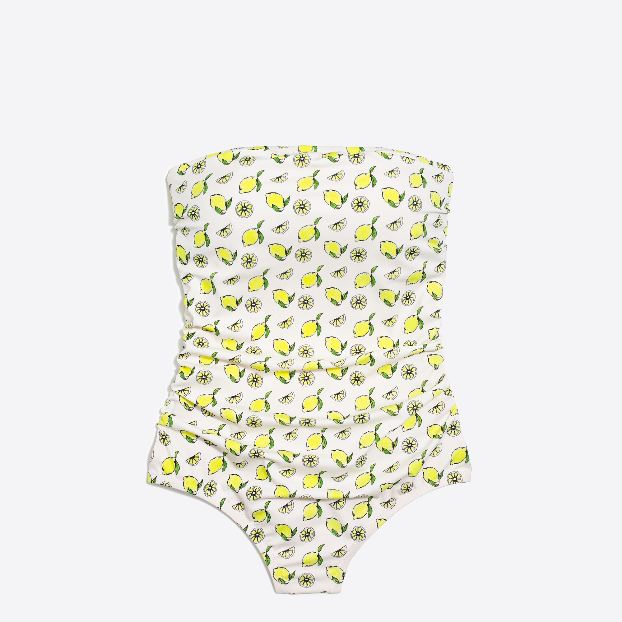 Bandeau one-piece swimsuit in lemon print