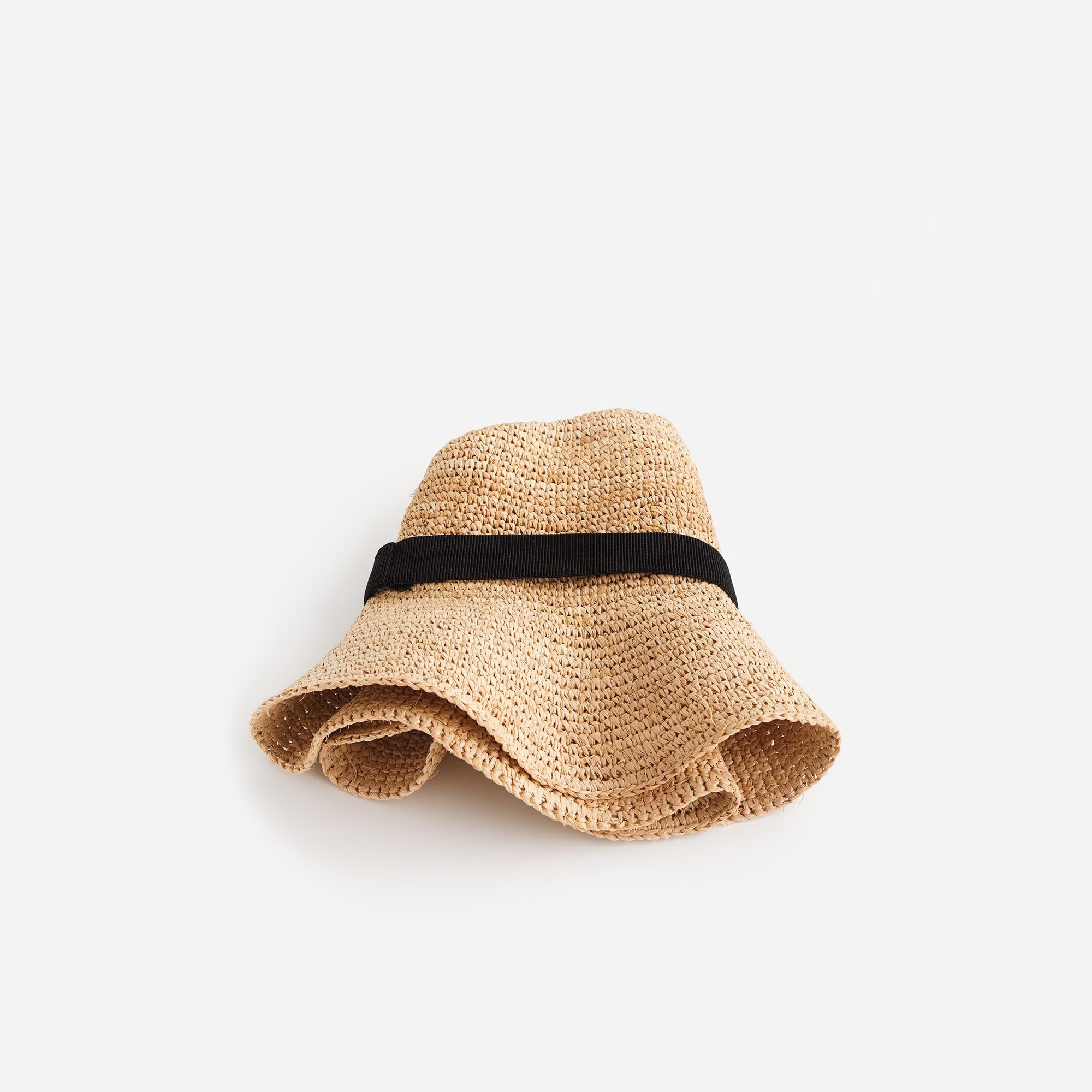 Wide-brim packable straw hat