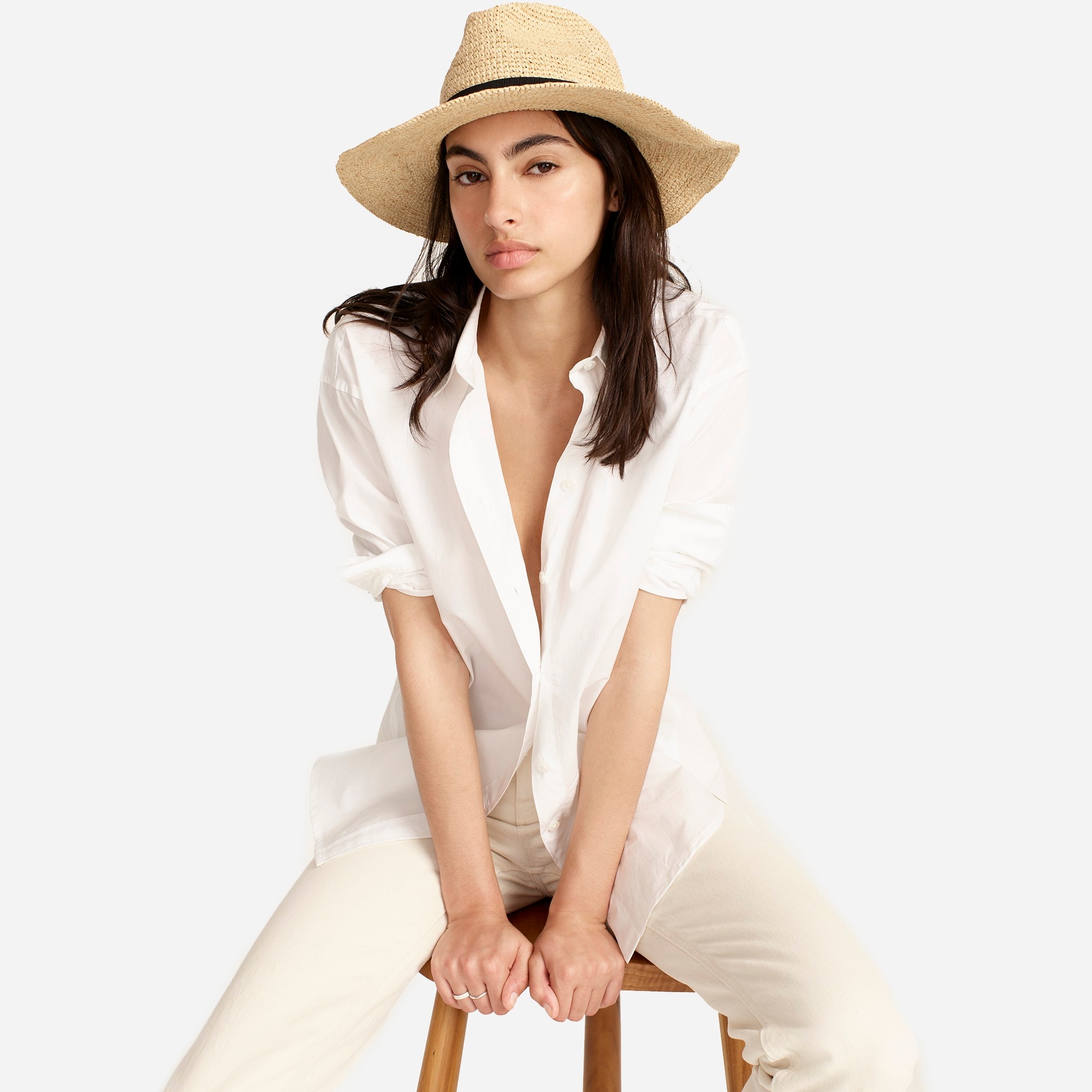 J.Crew Women's Wide-Brim Packable Straw Hat (Size Small-Medium)