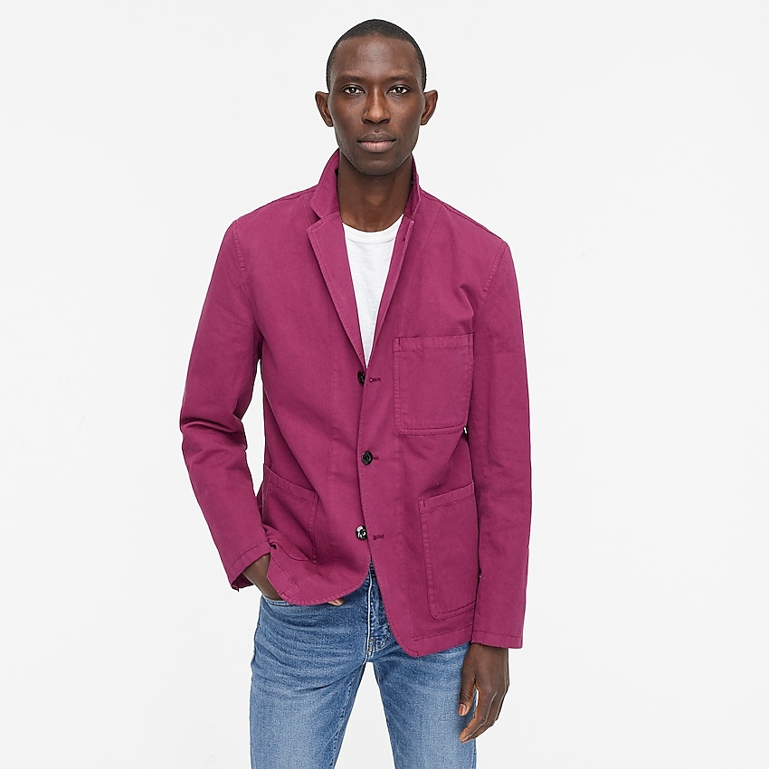j.crew: wallace &amp; barnes slim-fit chore blazer in cotton-linen for men, right side, view zoomed