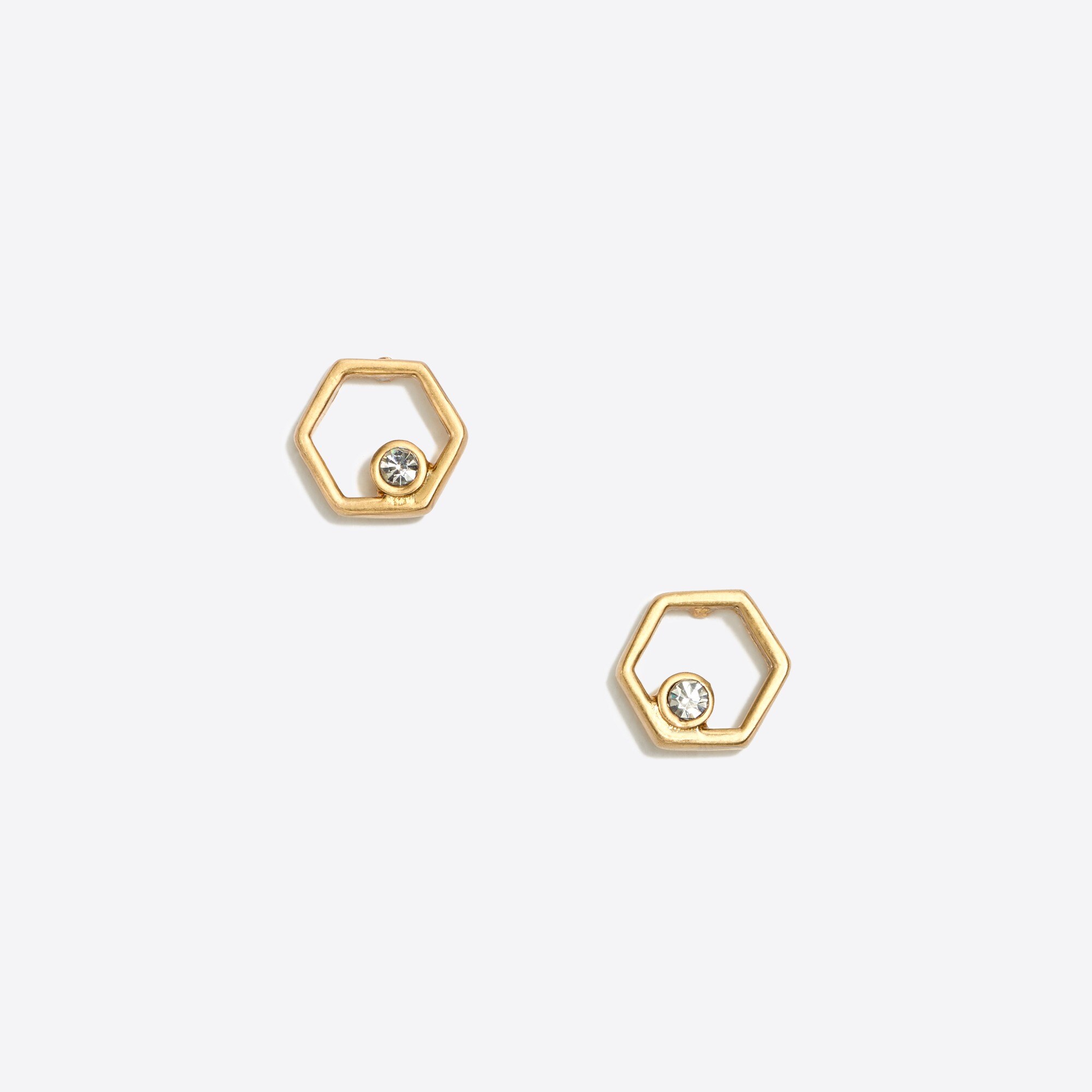 Golden hexagon stud earrings