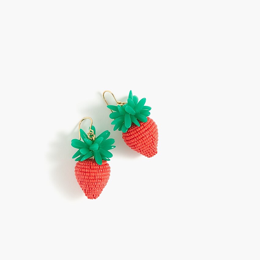 j.crew: strawberry earrings for women, right side, view zoomed