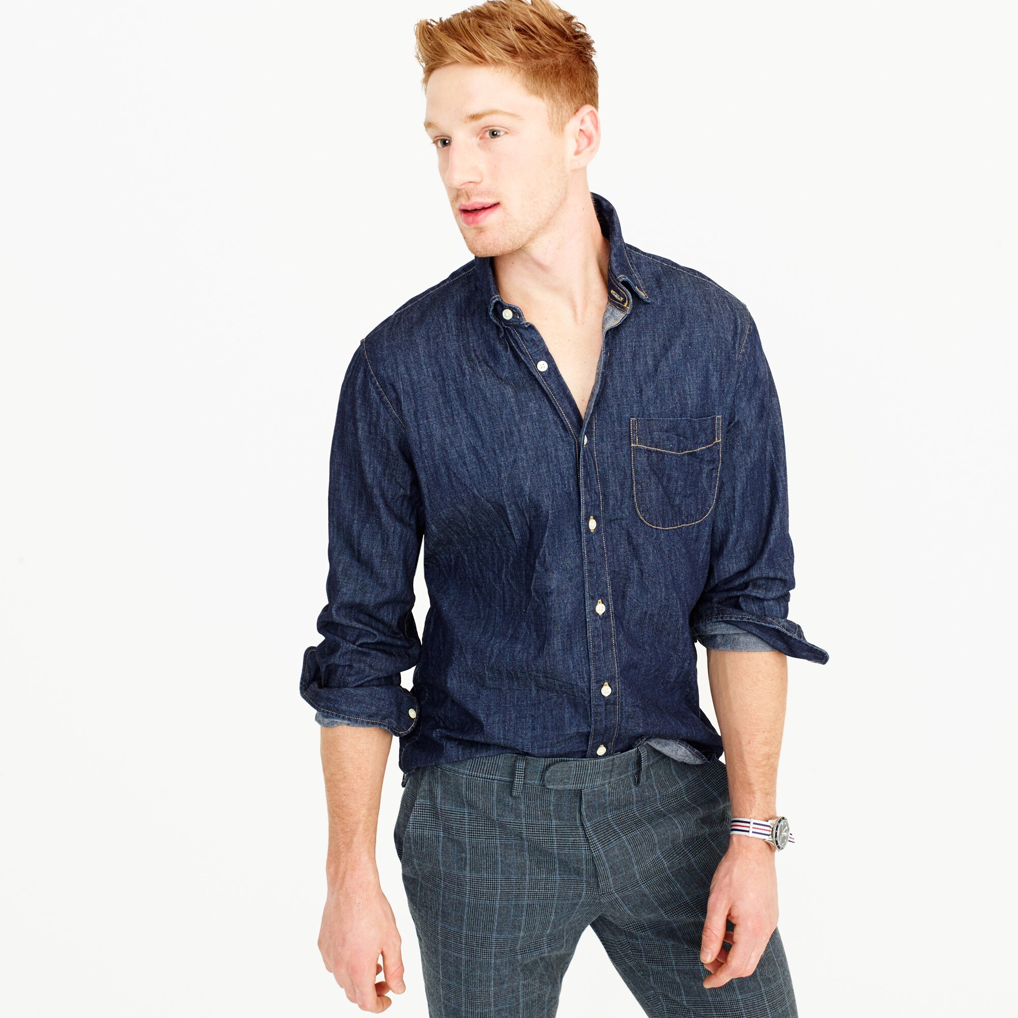 Men's Lightweight Denim Shirt In Dark Wash Men's Woven Shirts J.Crew
