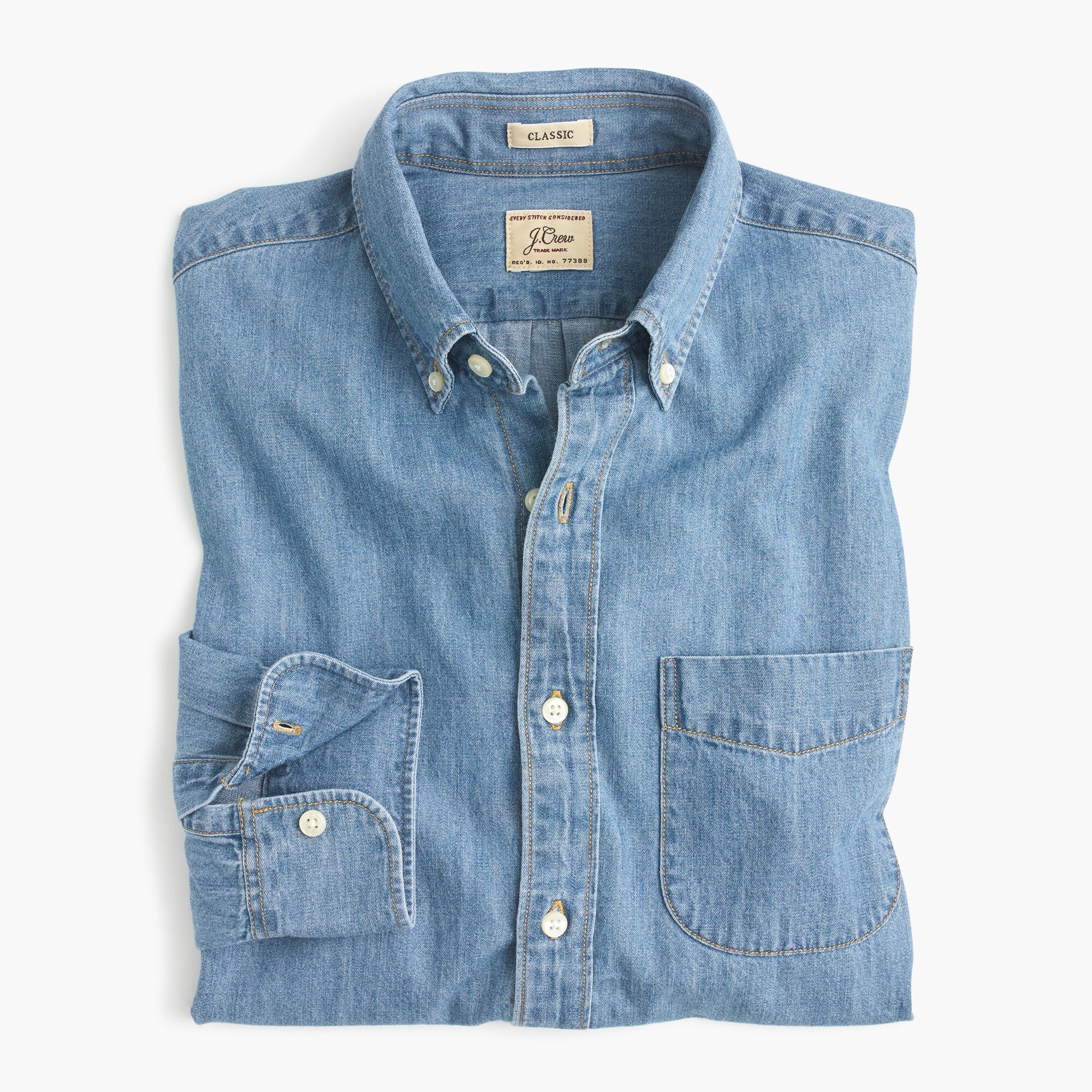 J.Crew: Lightweight Denim Shirt In Light Wash For Men