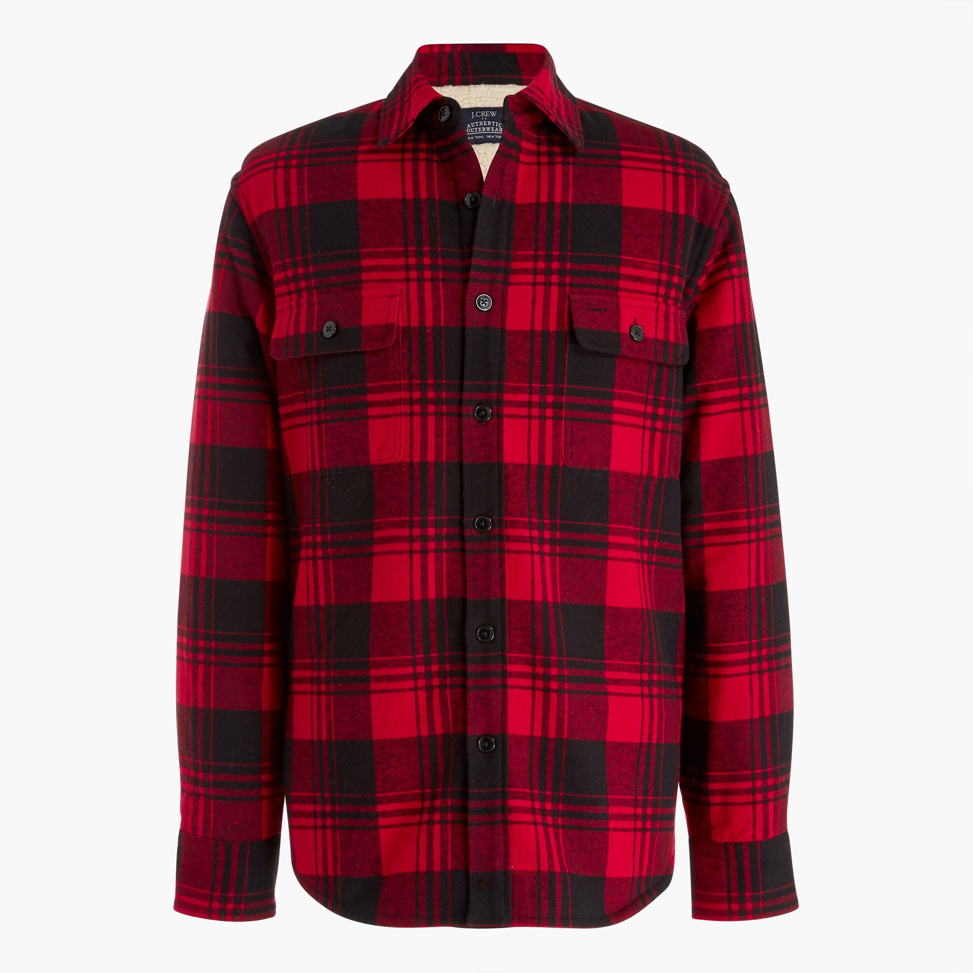 Sherpa-lined flannel shirt-jacket