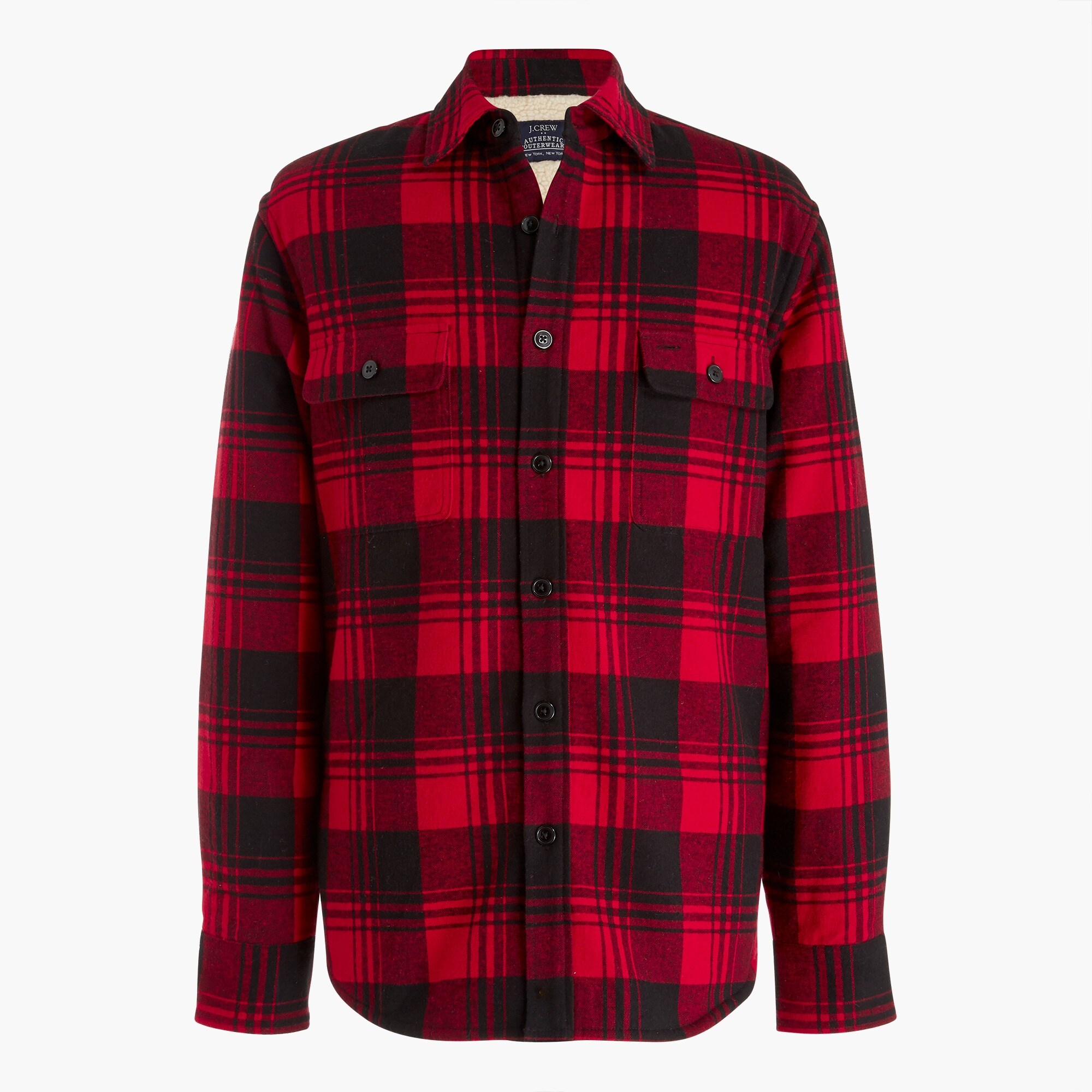 sherpa-lined flannel shirt-jacket for men