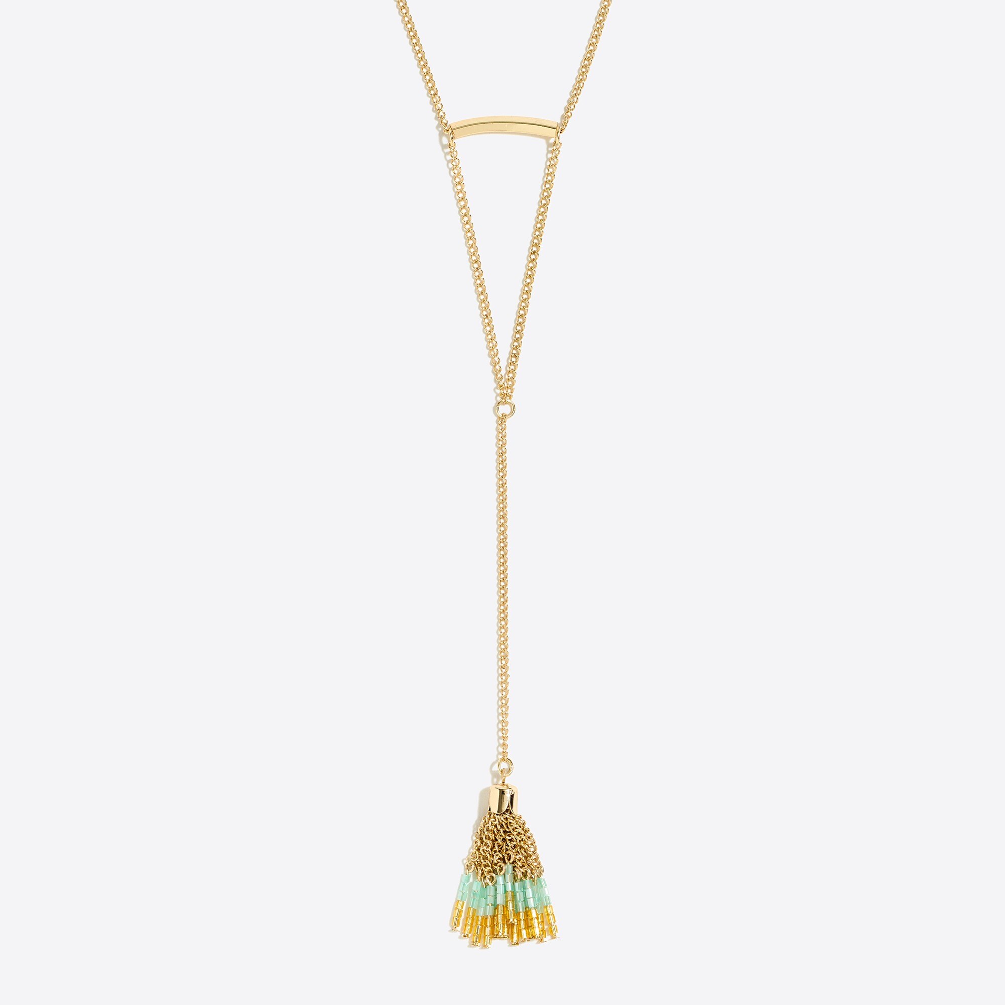Beaded fade tassel Y-necklace