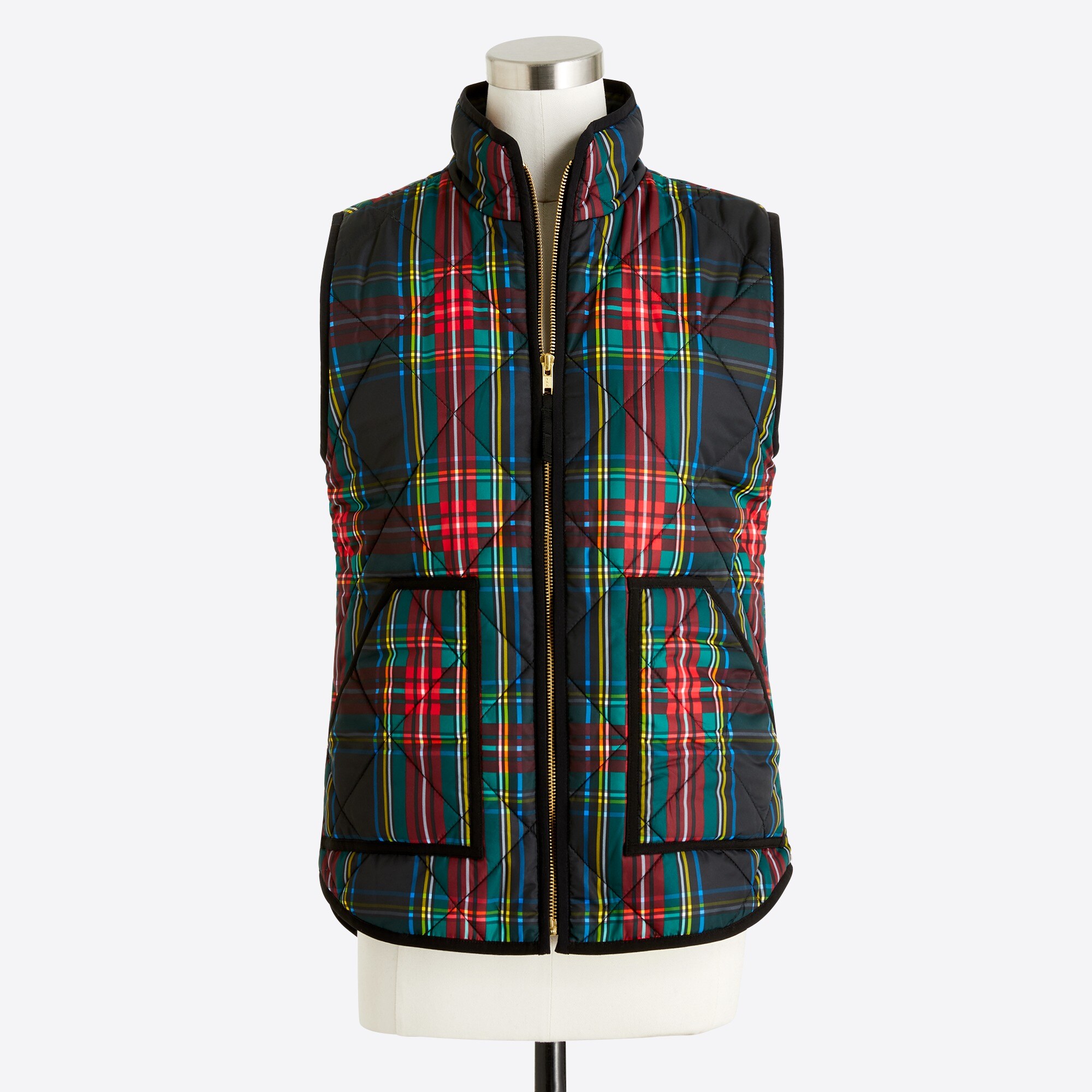 printed quilted puffer vest for women
