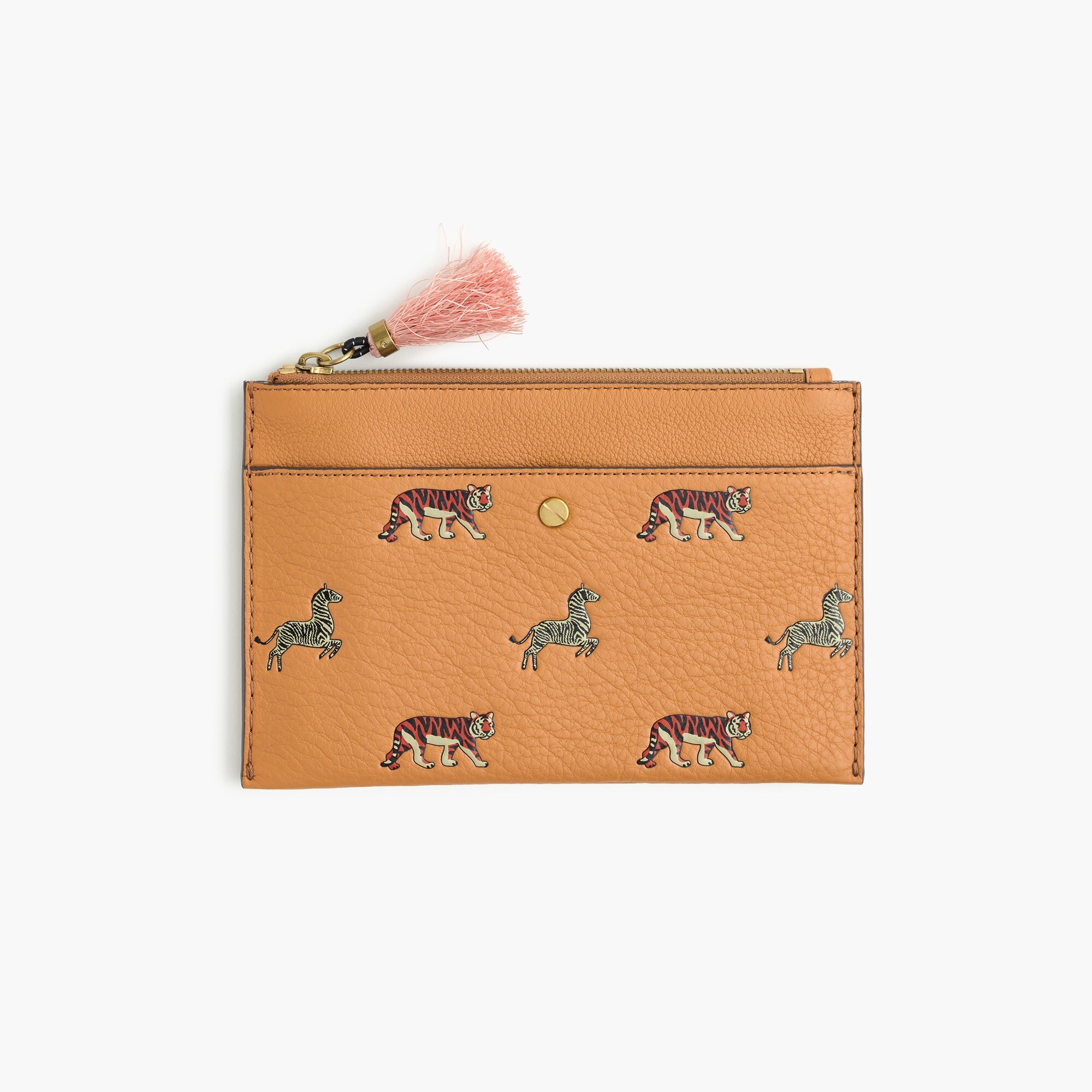 Medium pouch in embossed animal print