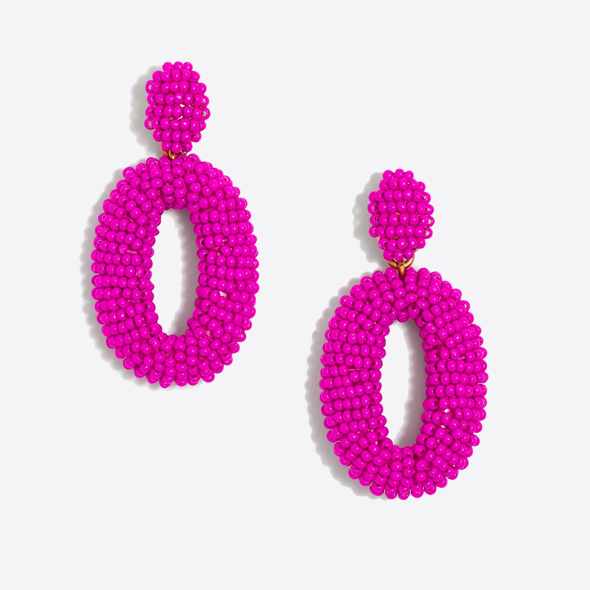 Beaded oval dangle statement earrings