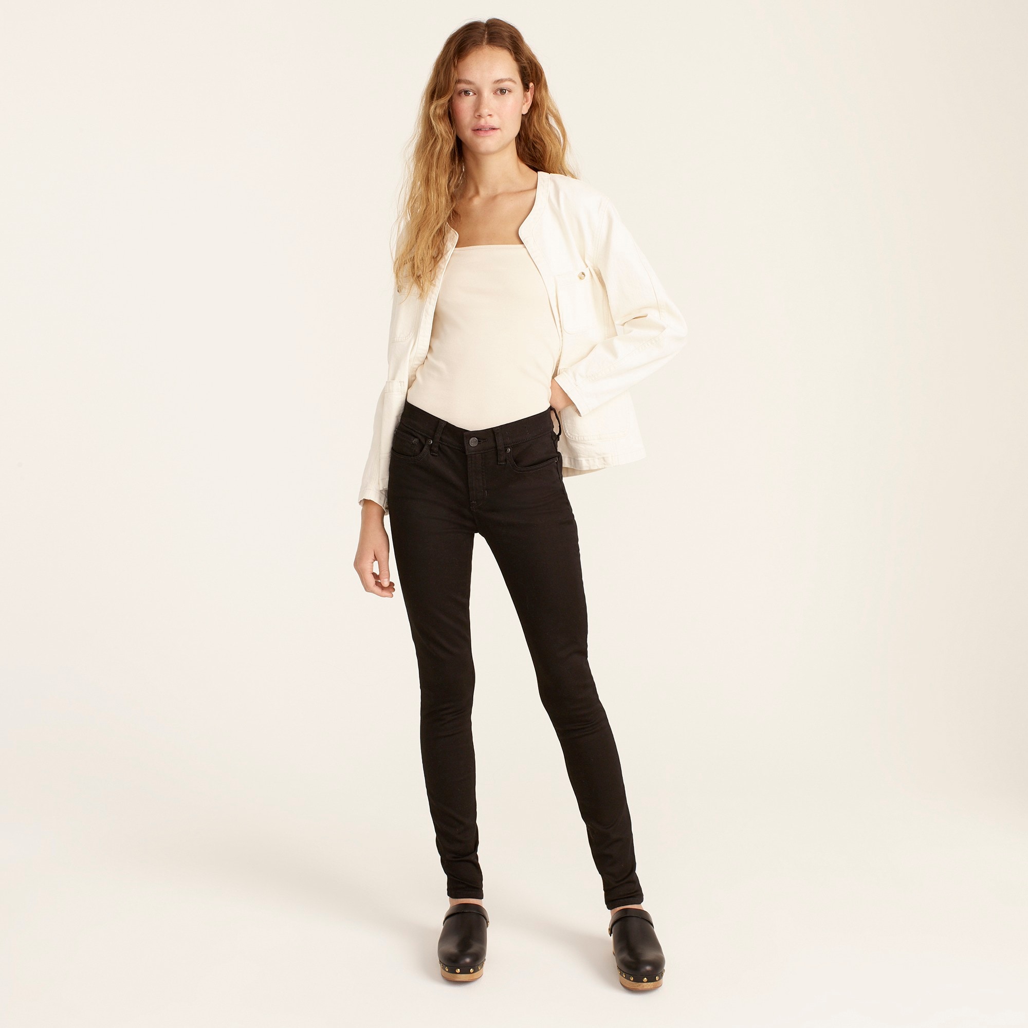j.crew: 8" stretchy toothpick jean in true black for women
