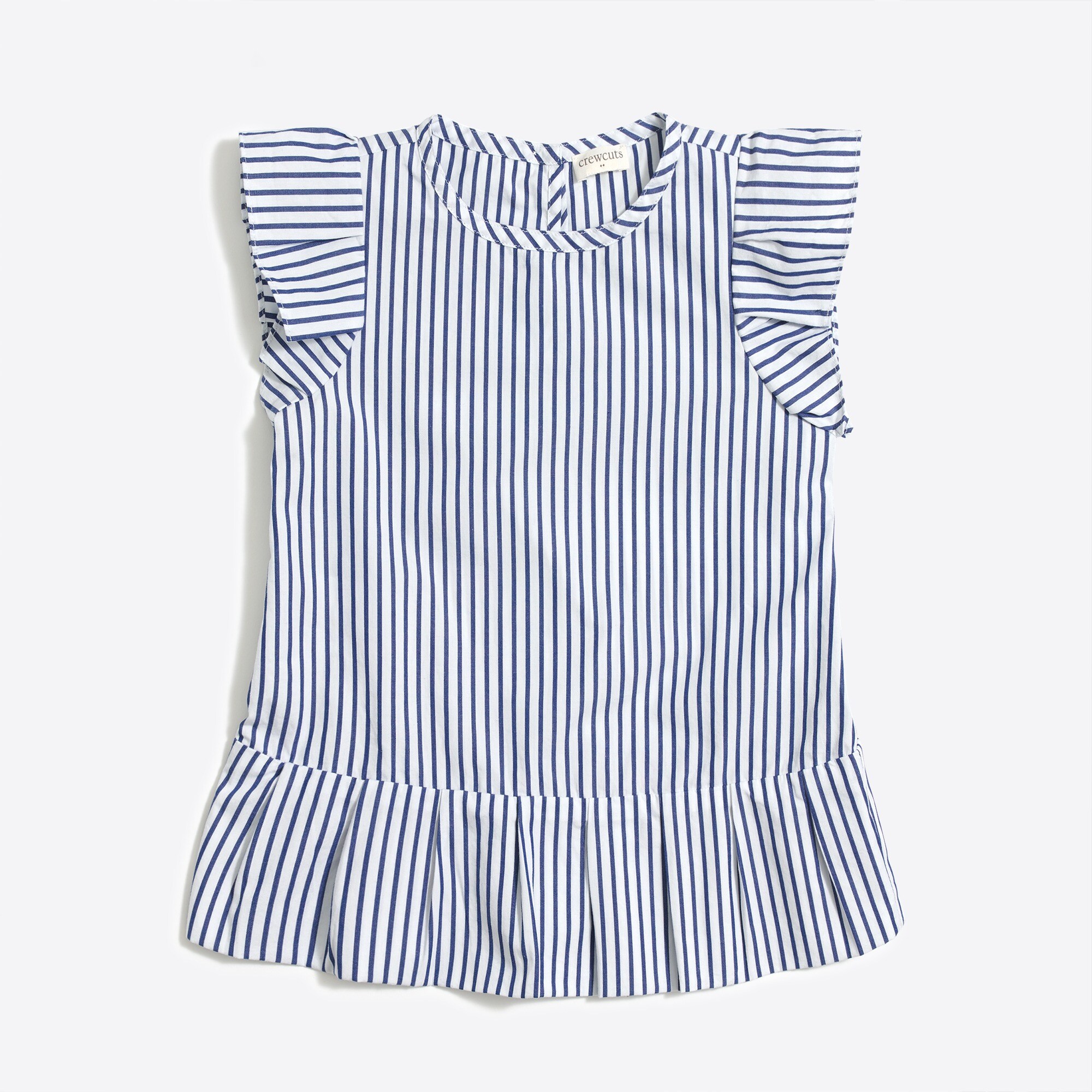 Girls' striped flutter-sleeve top