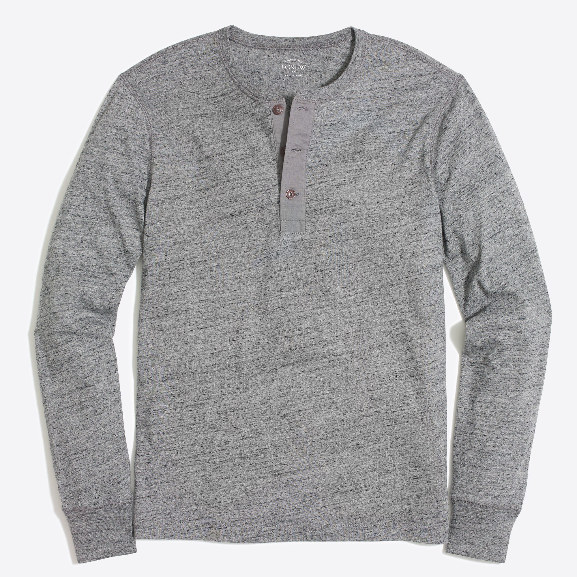 Factory: Long-sleeve Heathered Cotton Henley For Men