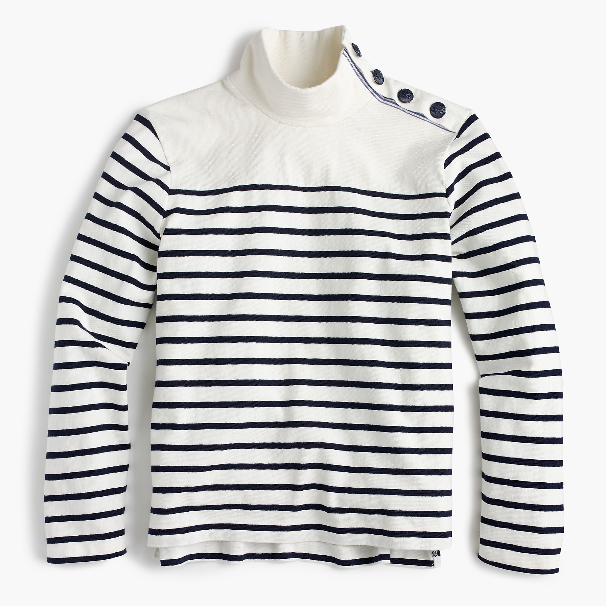 Striped button-shoulder turtleneck : Women Pullovers | J.Crew