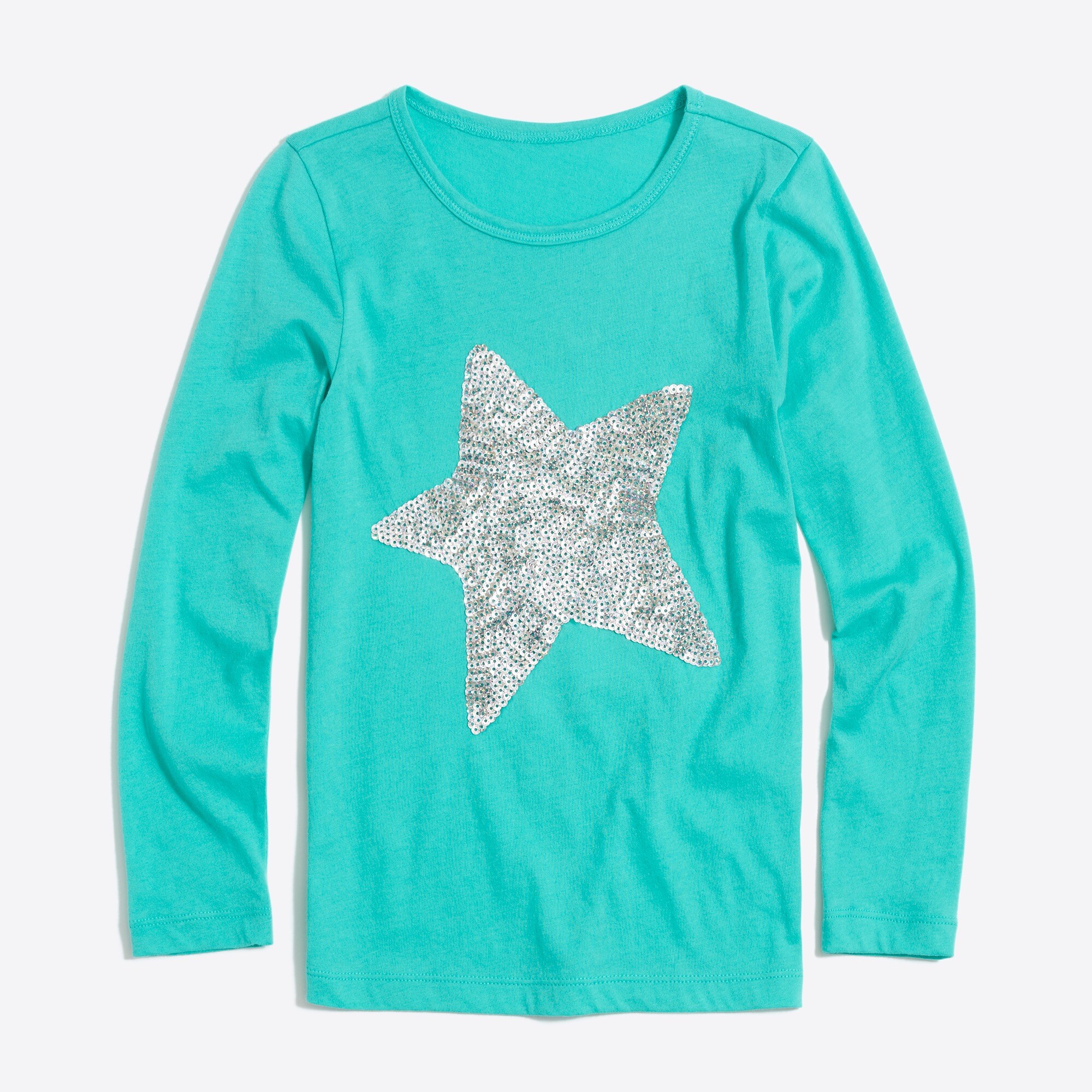 Girls' long-sleeve sequin star graphic tee