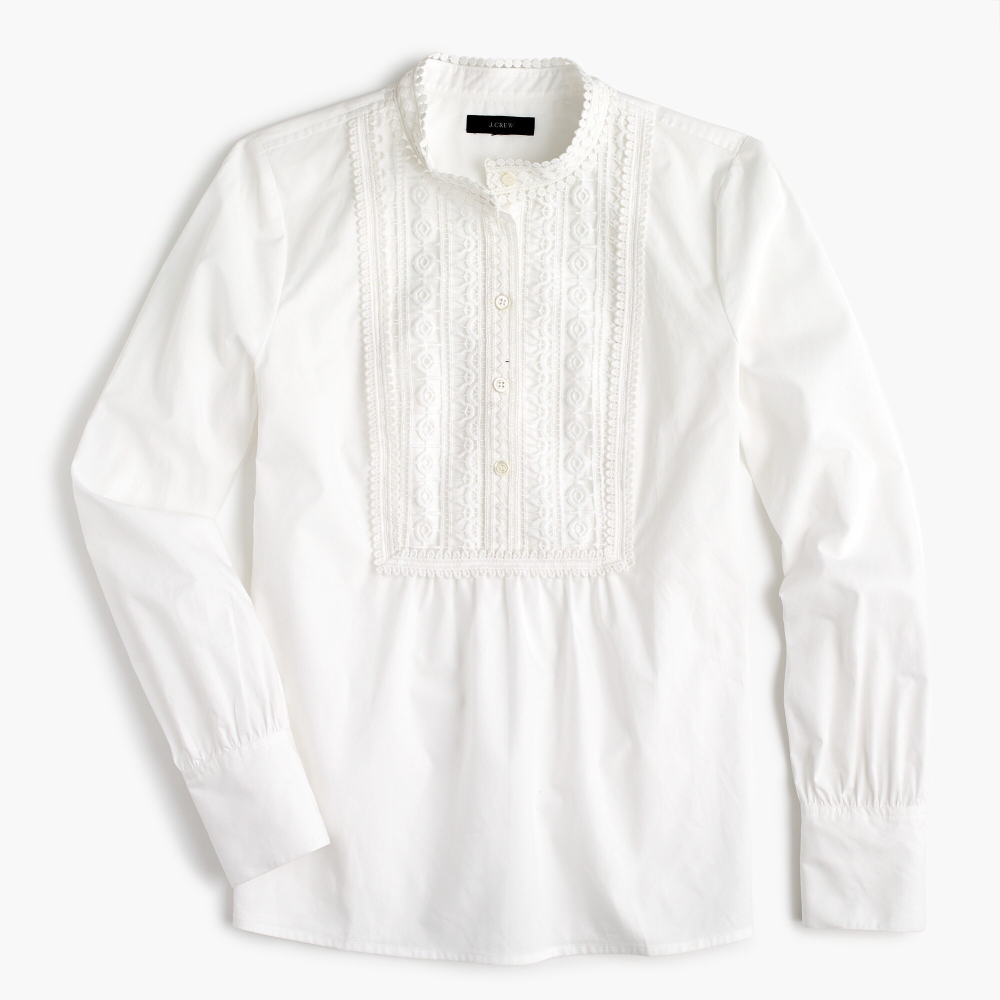 Popover shirt with lace bib