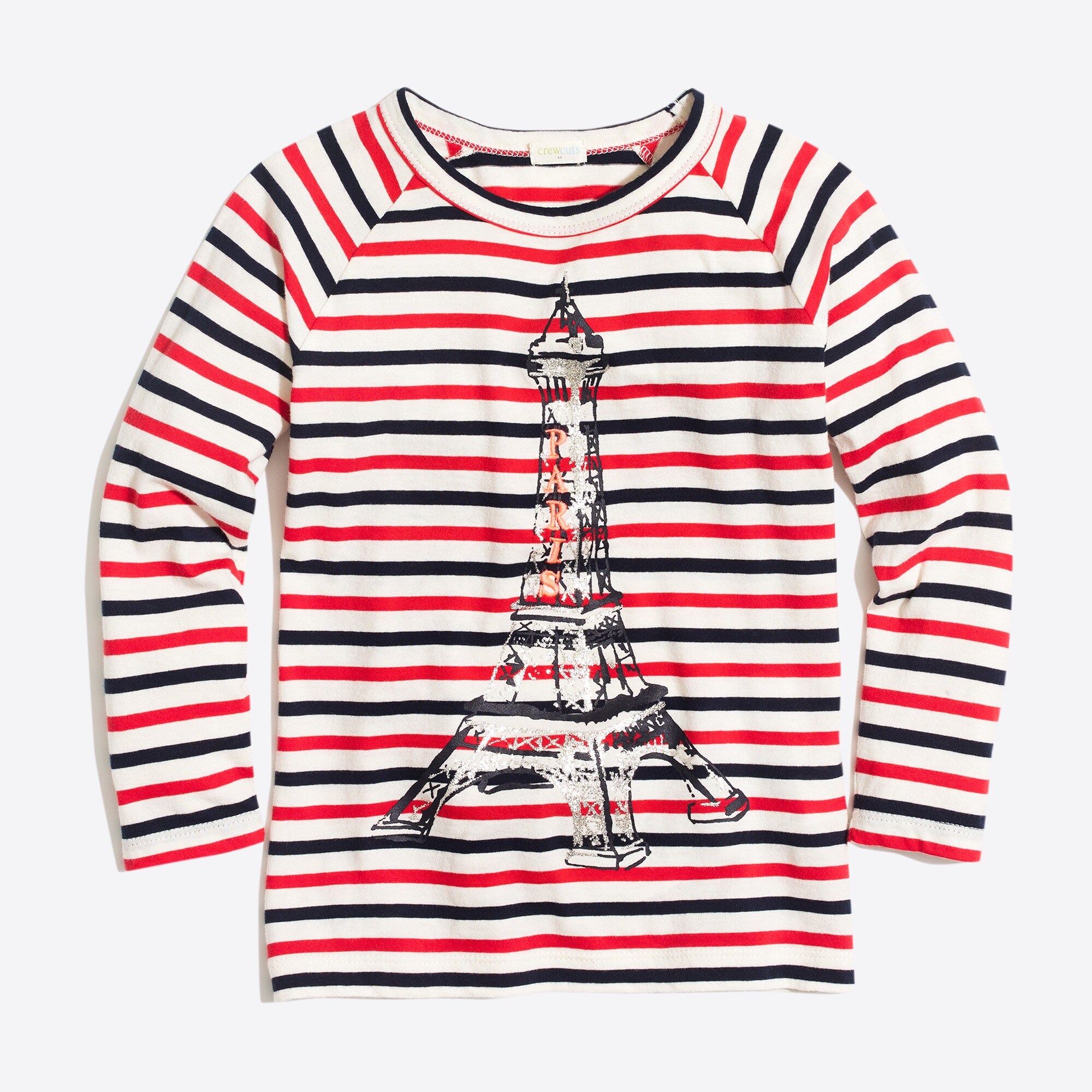 Girls' raglan-sleeve Eiffel Tower graphic tee
