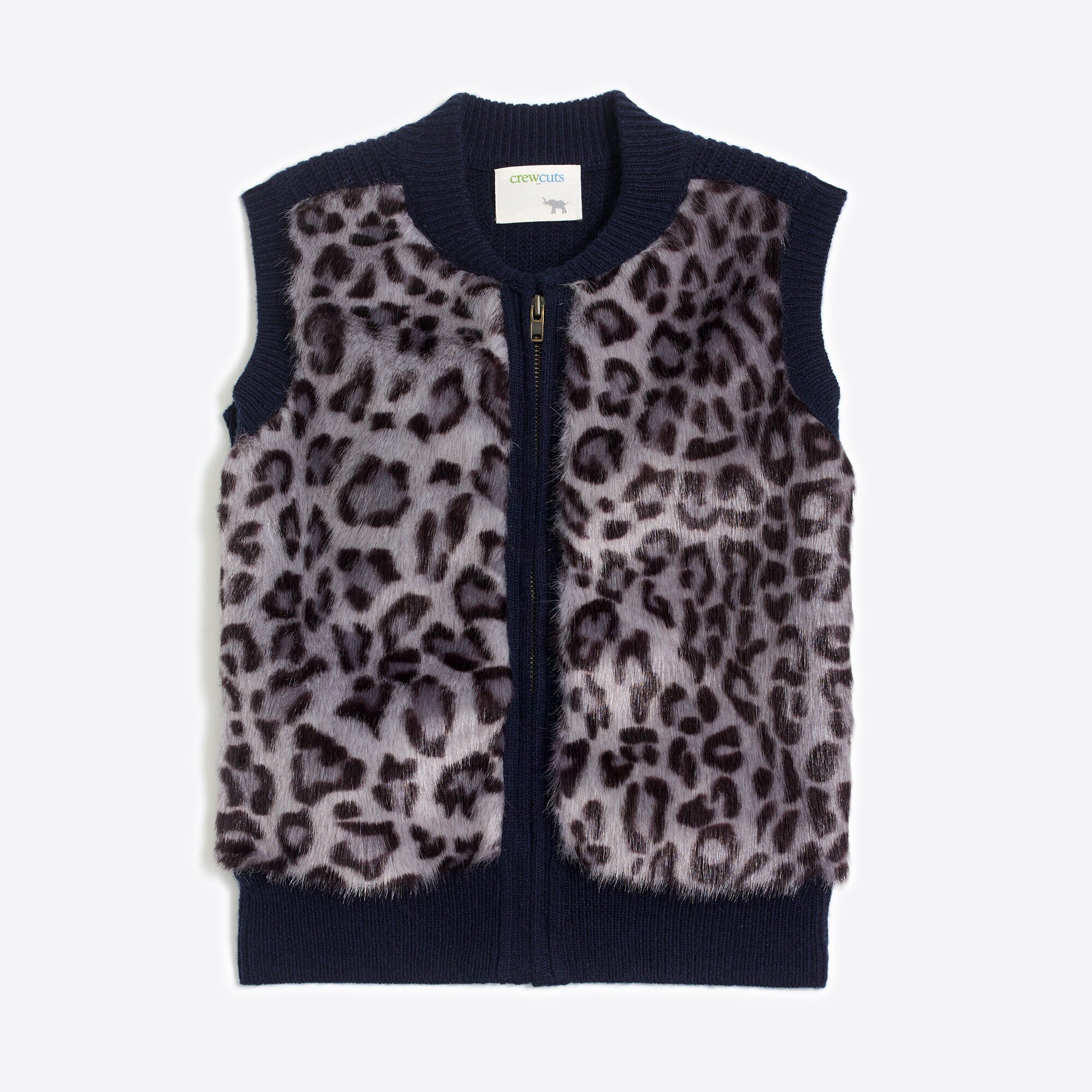 Girls' leopard printed faux-fur vest