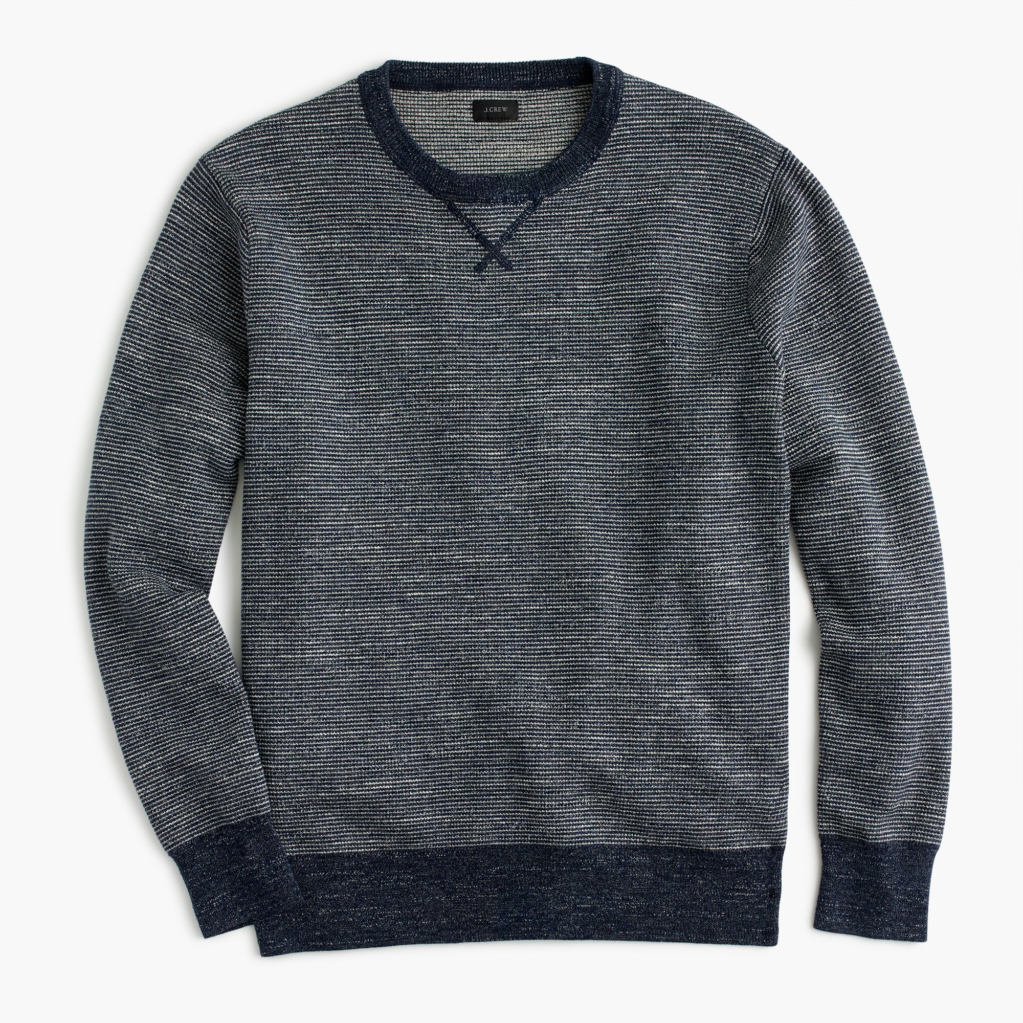 Textured Cotton Crewneck Sweater In Stripe For Men | J.Crew