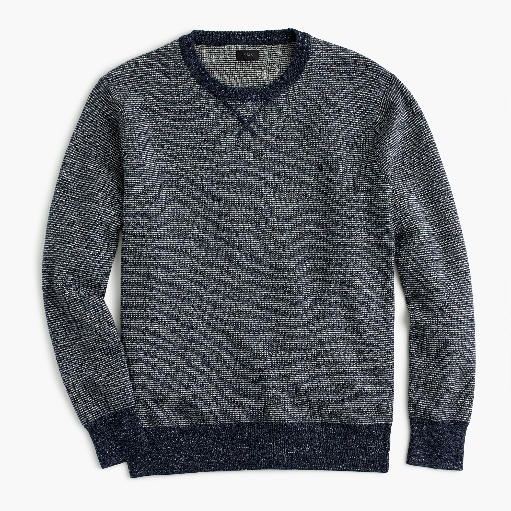 Textured Cotton Crewneck Sweater In Stripe For Men | J.Crew
