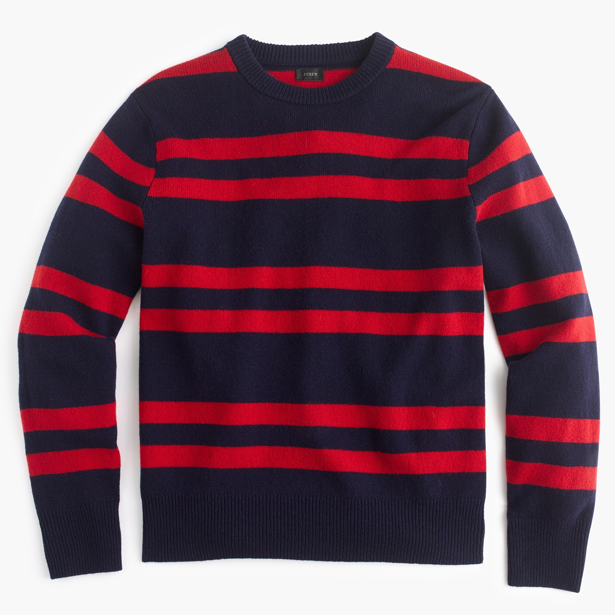Lambswool crewneck sweater in navy stripe : Men sweaters | J.Crew