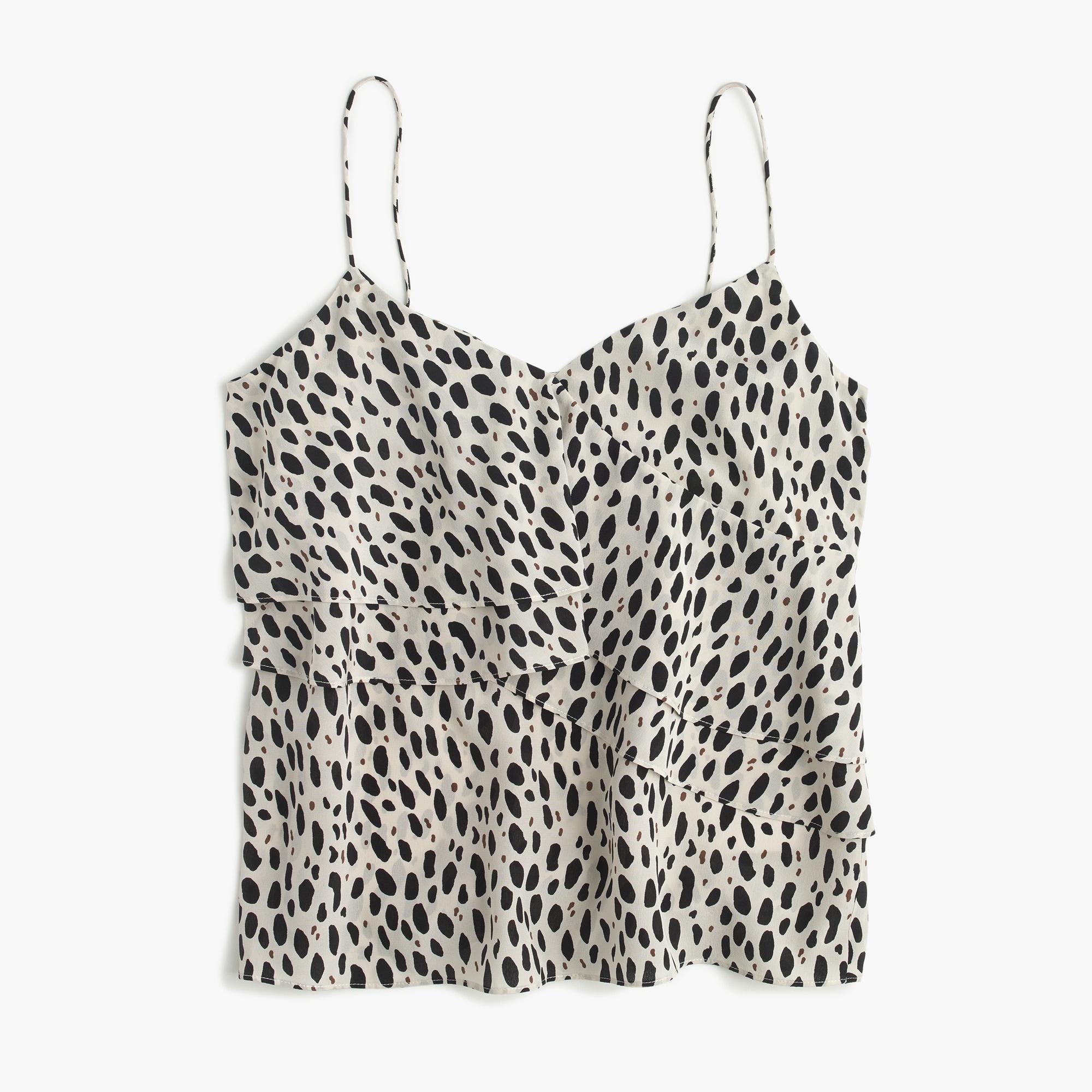 Petite silk ruffle cami in leopard print : Women shirts & tops | J.Crew