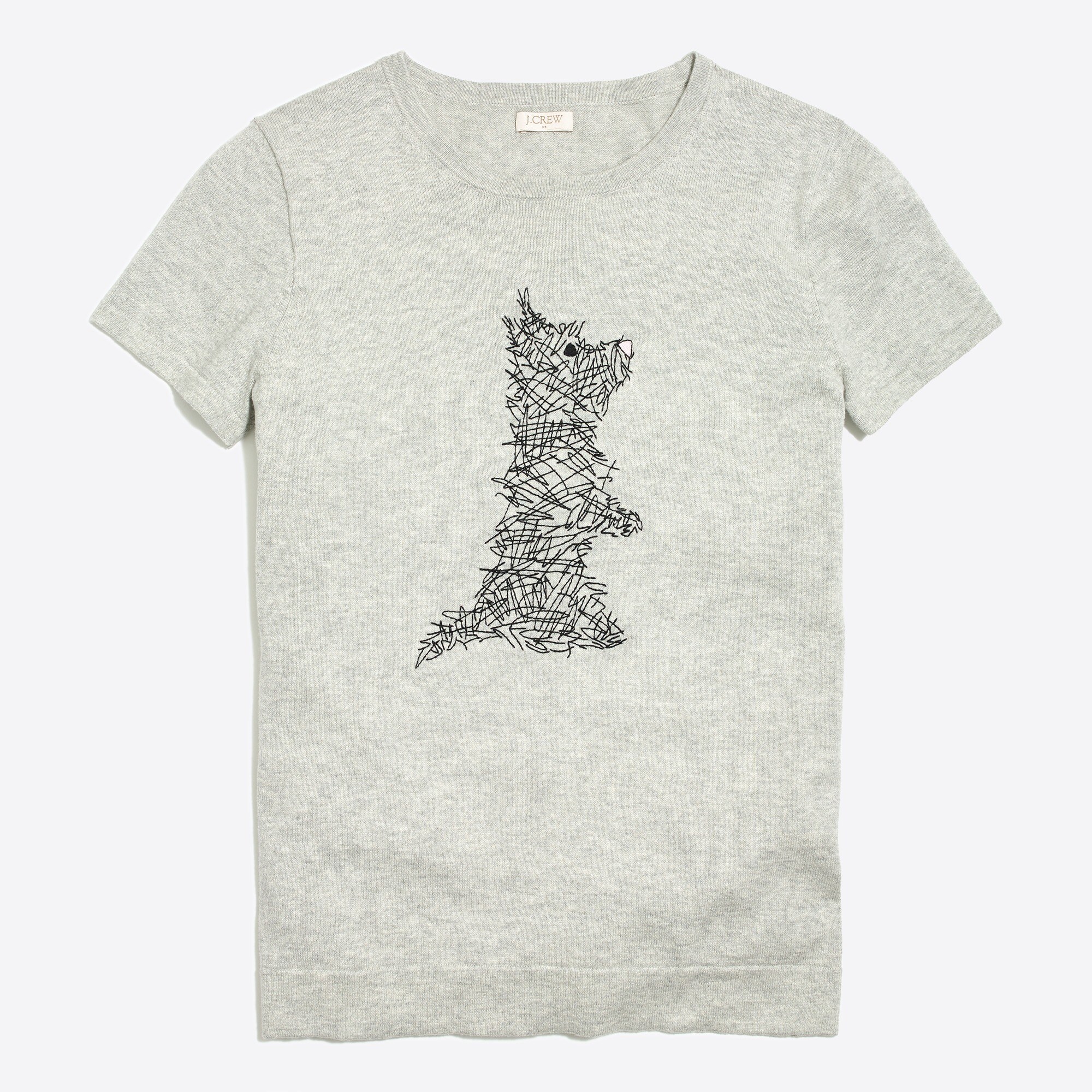 short-sleeve dog scribble sweater for women