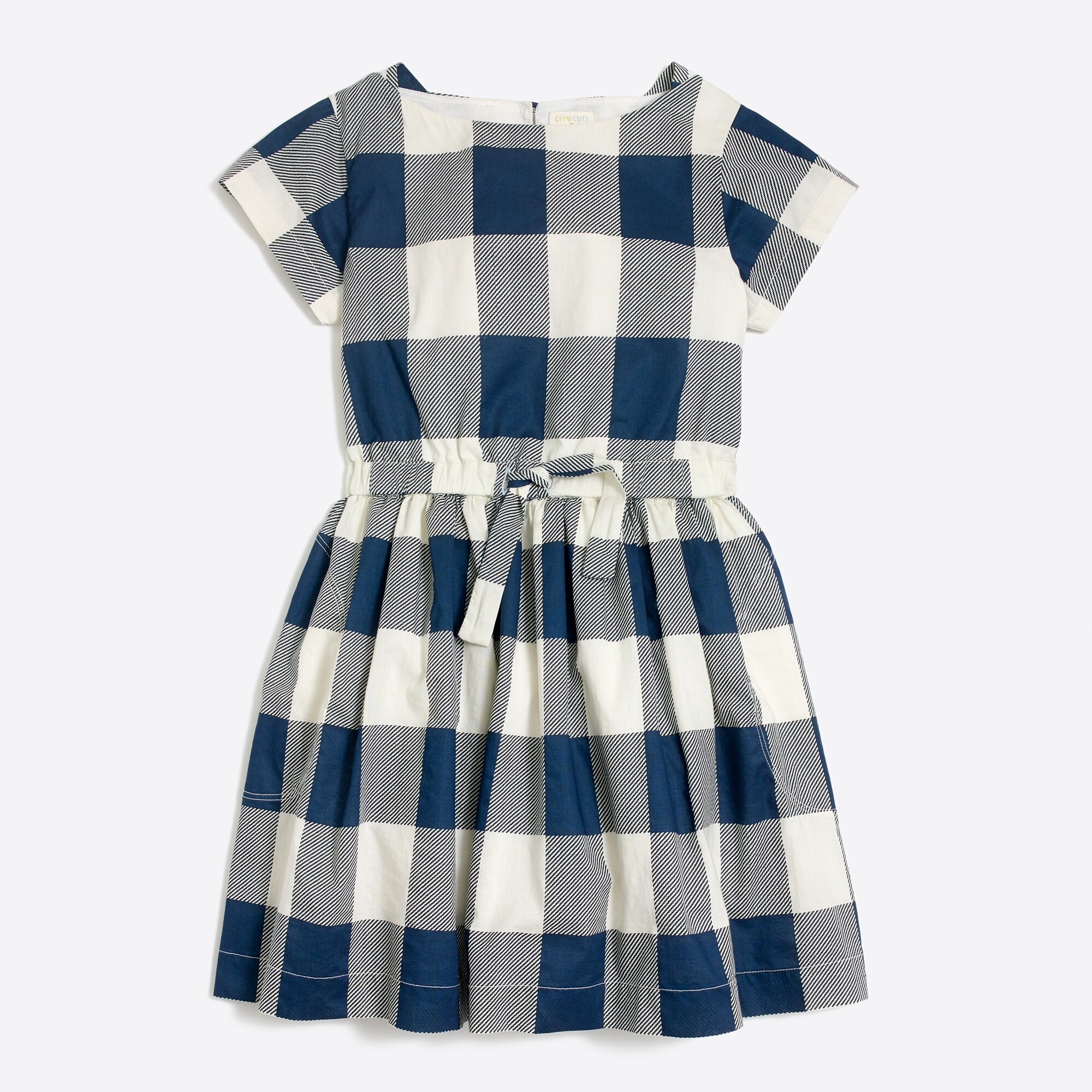 Girls' short-sleeve gingham dress