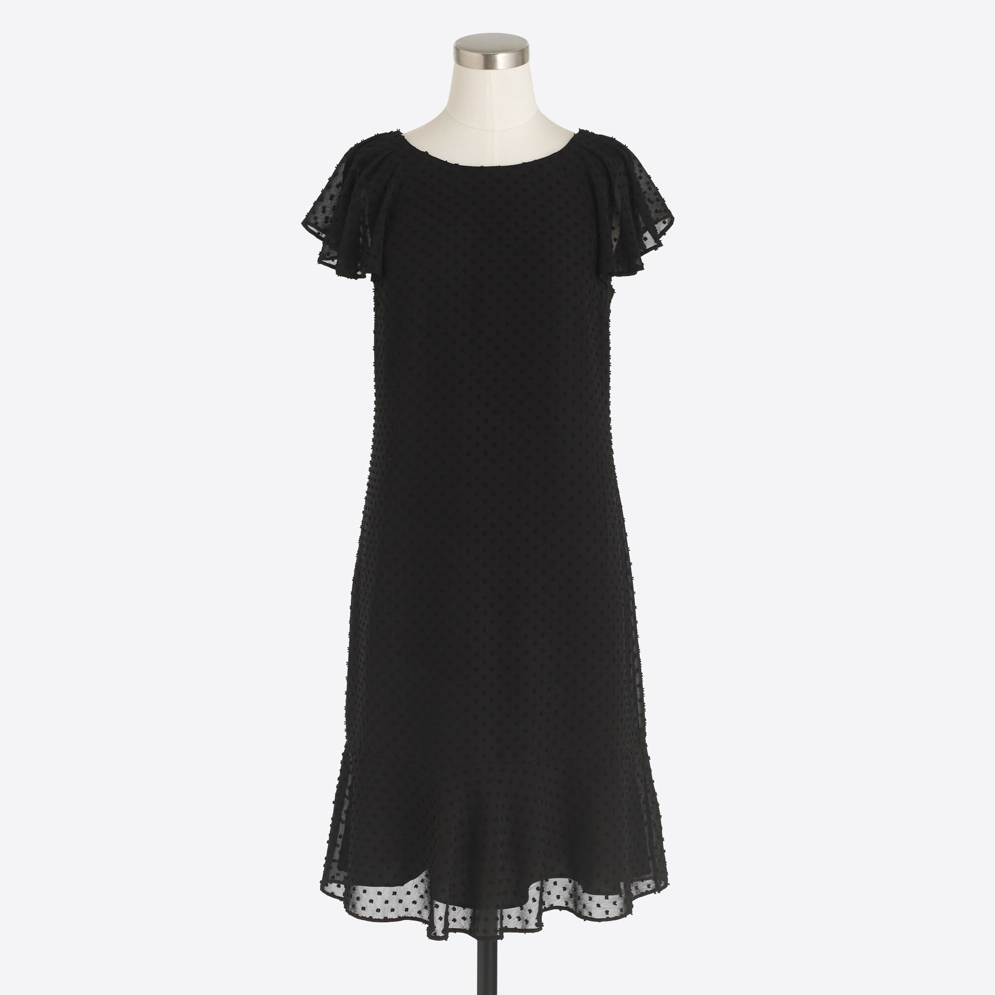 ruffle sleeve flounce dress in swiss dot for women