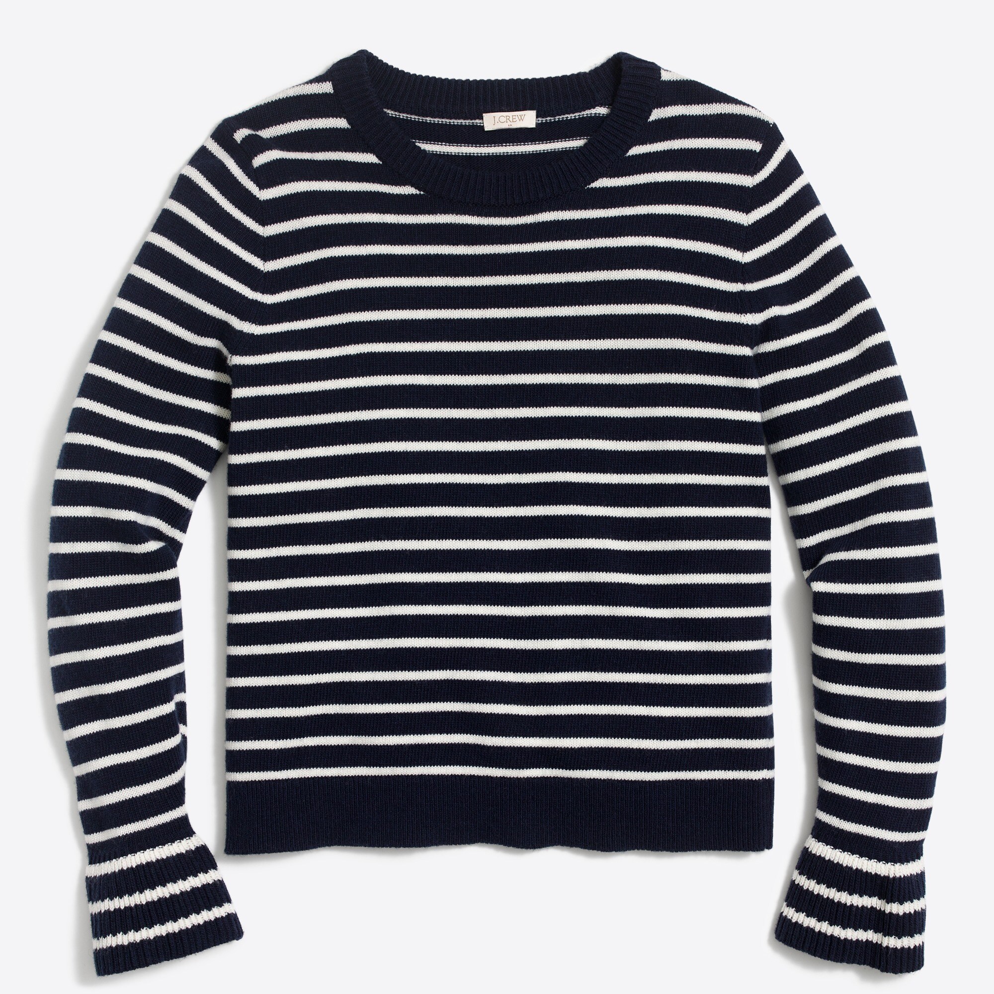 striped ruffle-cuff sweater for women