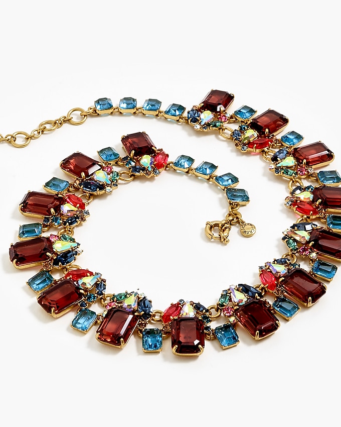 j.crew: cluster drop stone necklace for women, right side, view zoomed