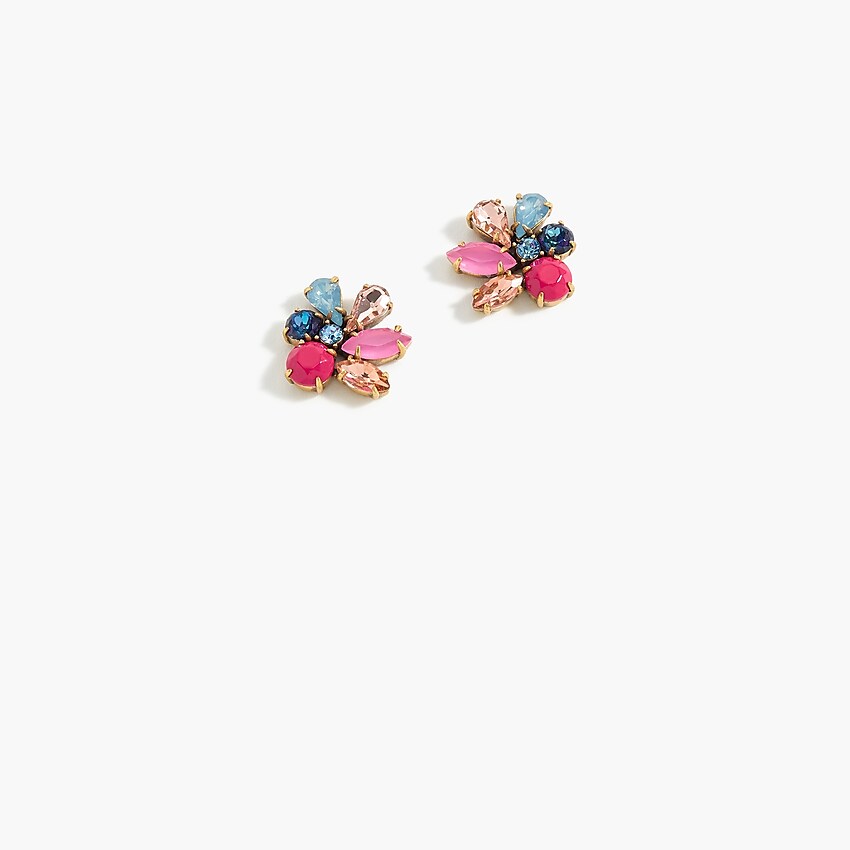 j.crew: cluster stone earrings for women, right side, view zoomed