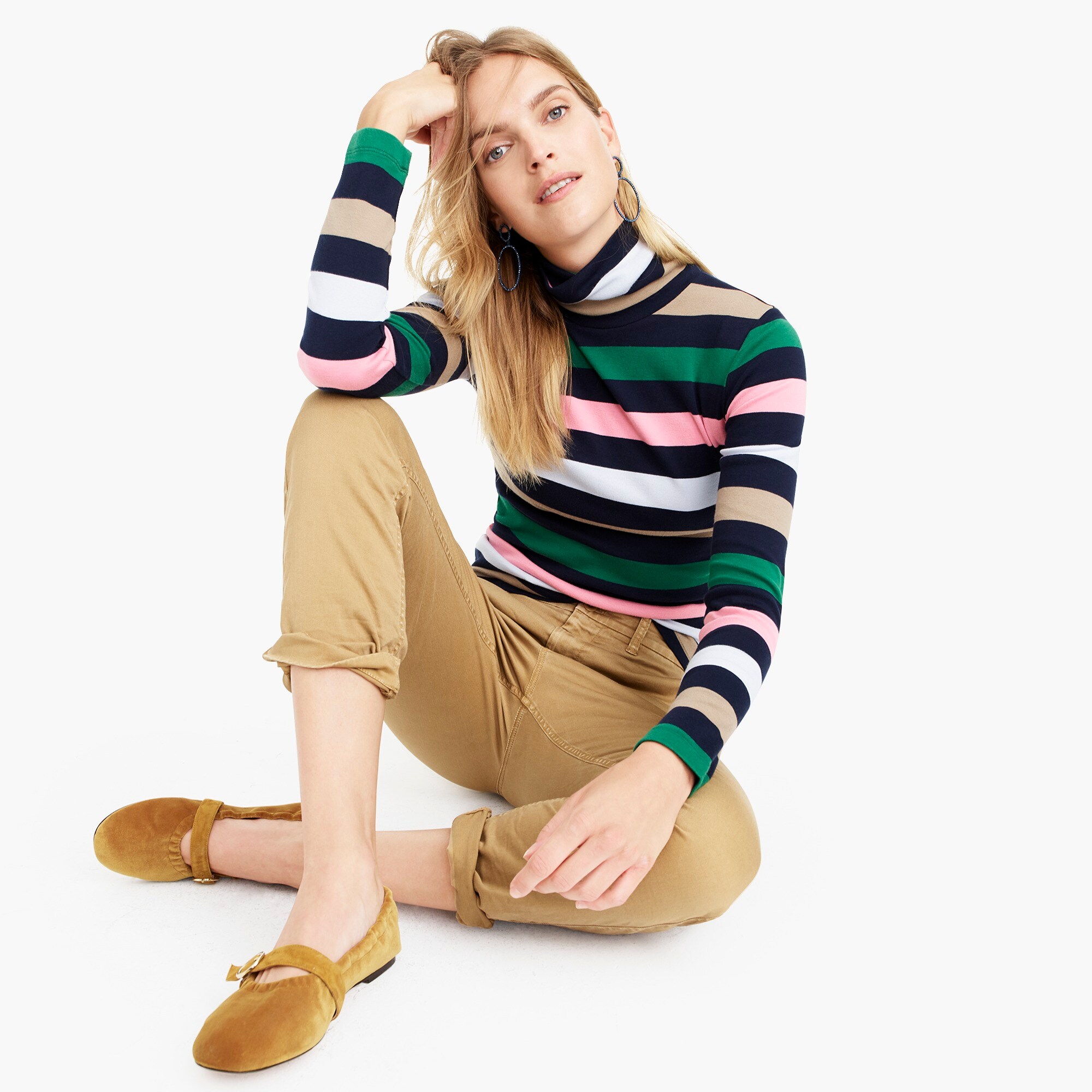 perfect-fit turtleneck in stripe - women's knits