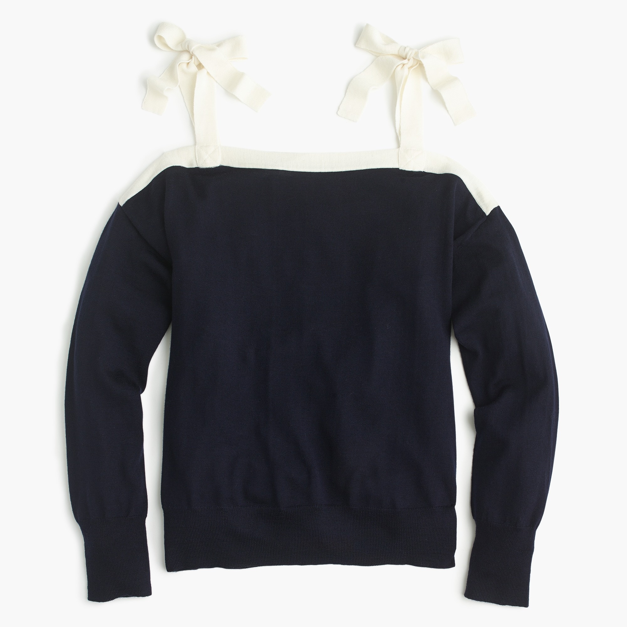 Merino wool cold-shoulder sweater