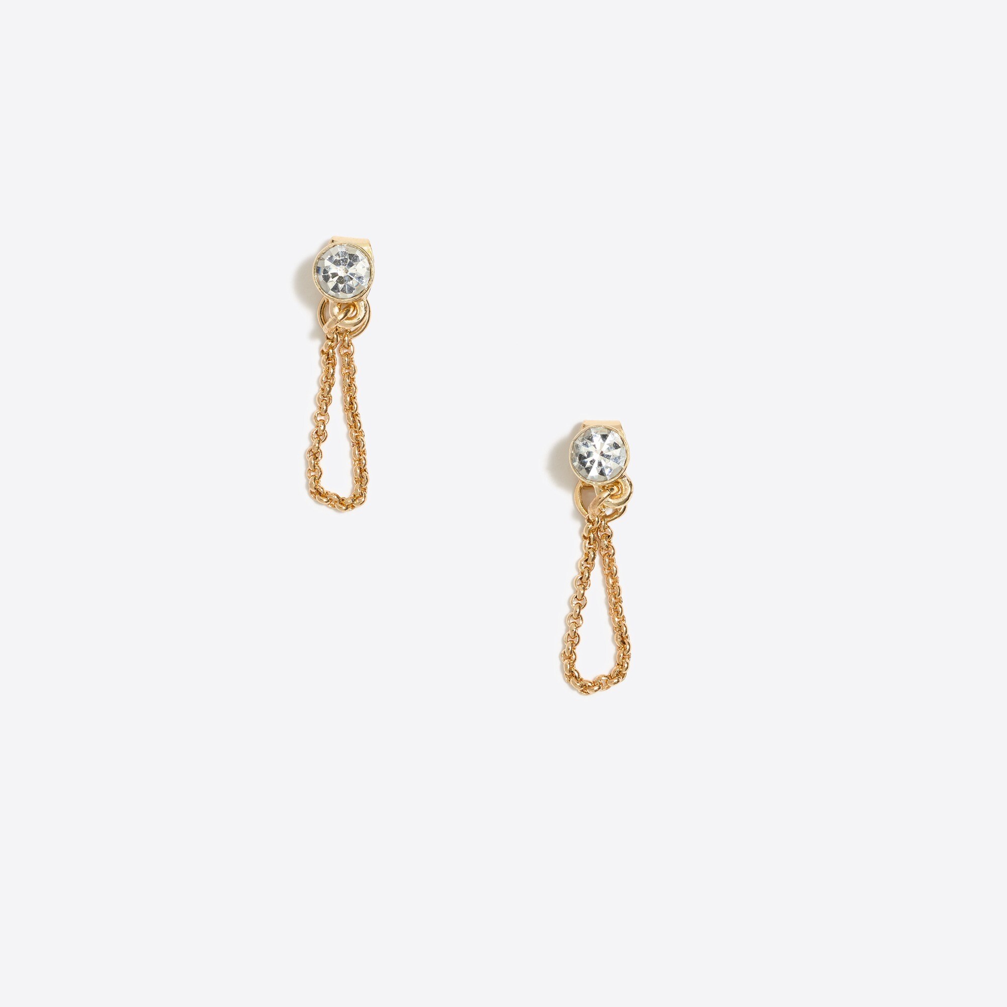 Crystal chain loop-back earrings