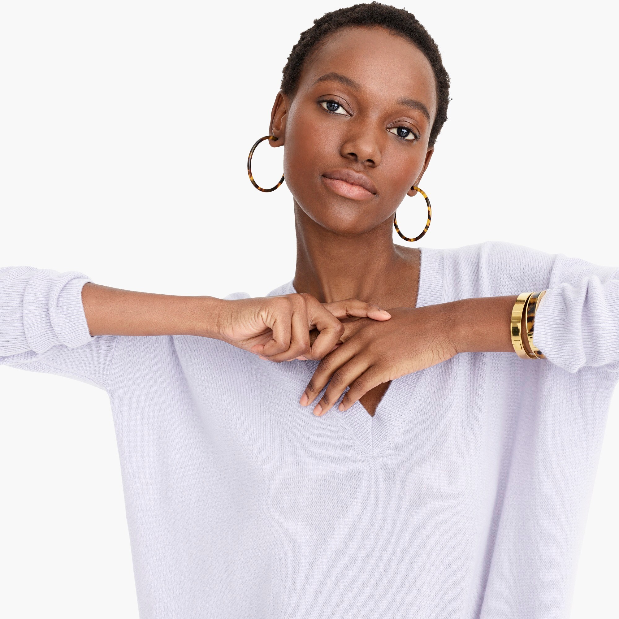 womens V-neck Boyfriend sweater in everyday cashmere