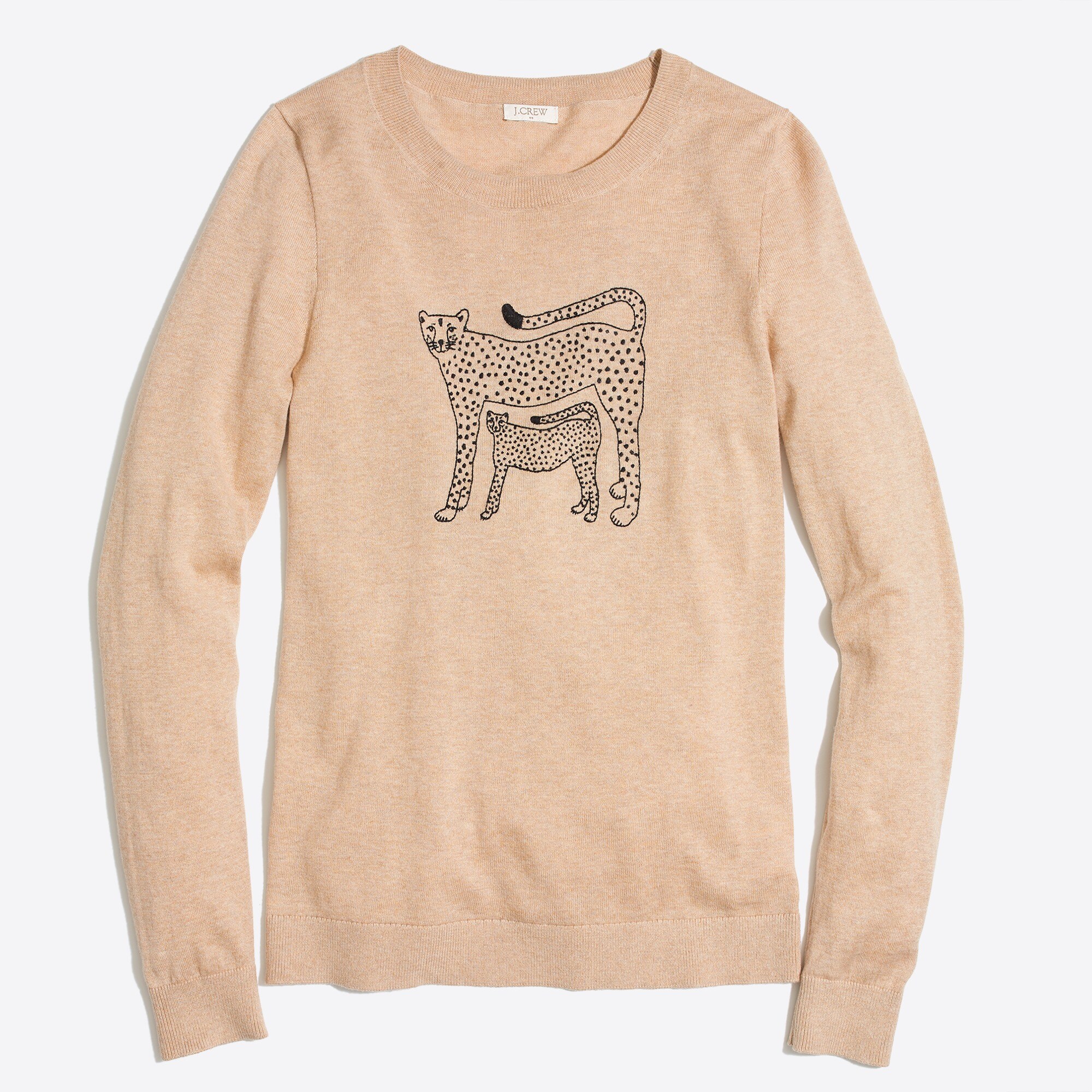 embroidered cheetah teddie sweater for women