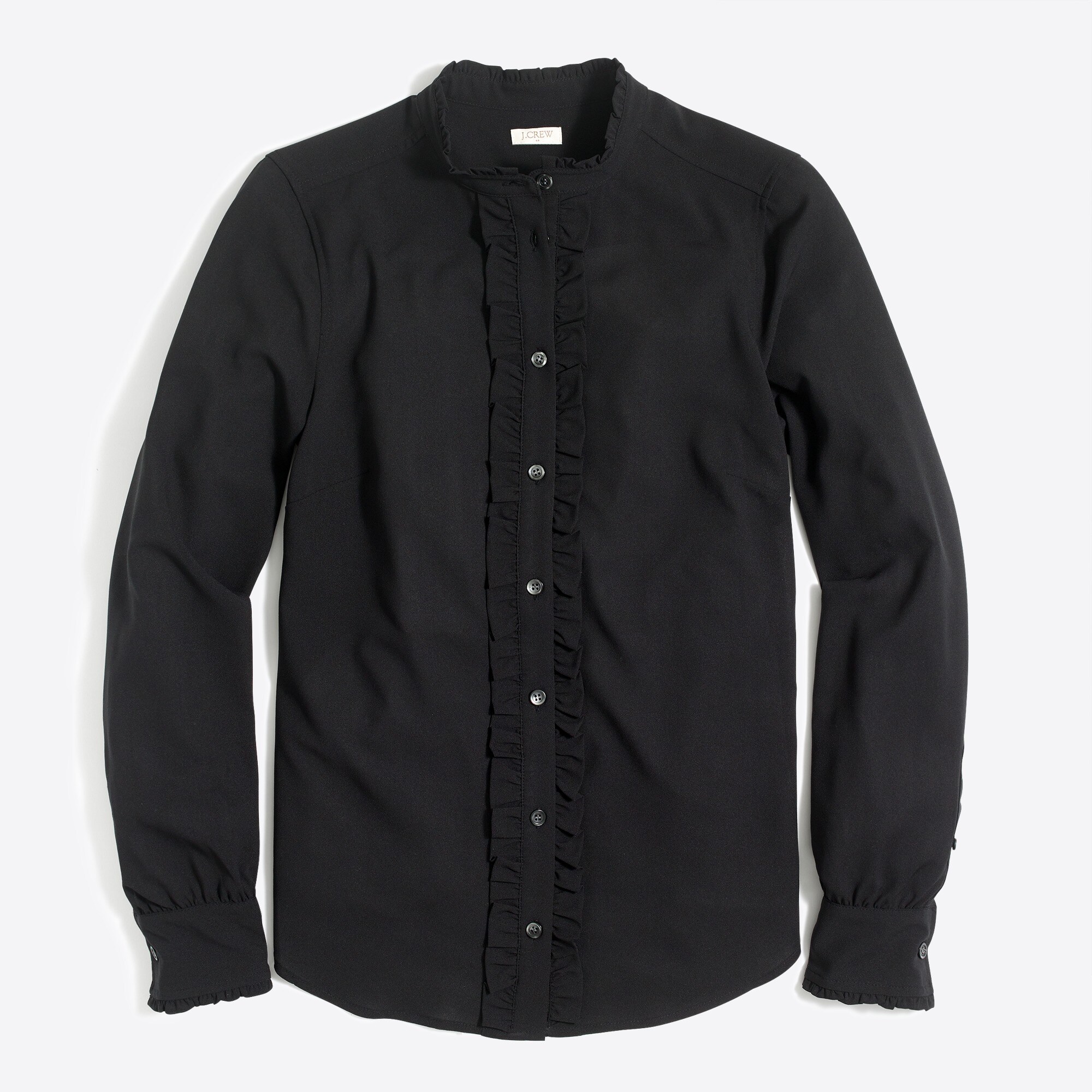 long-sleeve ruffle-front top for women