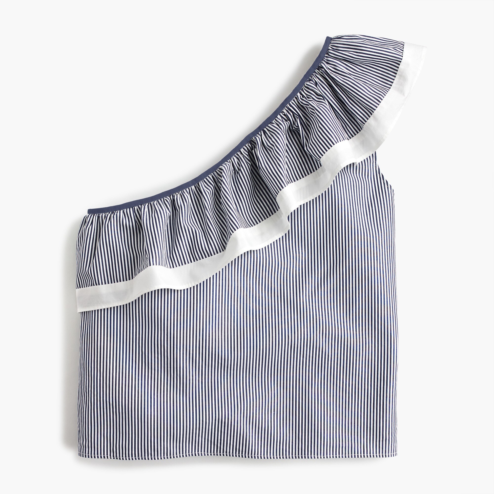 One-shoulder ruffle top in stripe