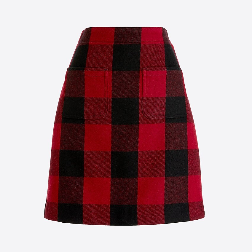 factory: wool mini skirt in harvest plaid for women, right side, view zoomed